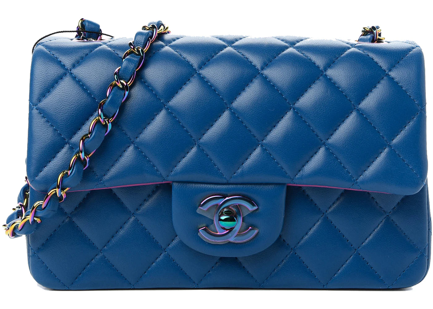 Chanel Mini Rectangular Flap 21P Blue Lambskin