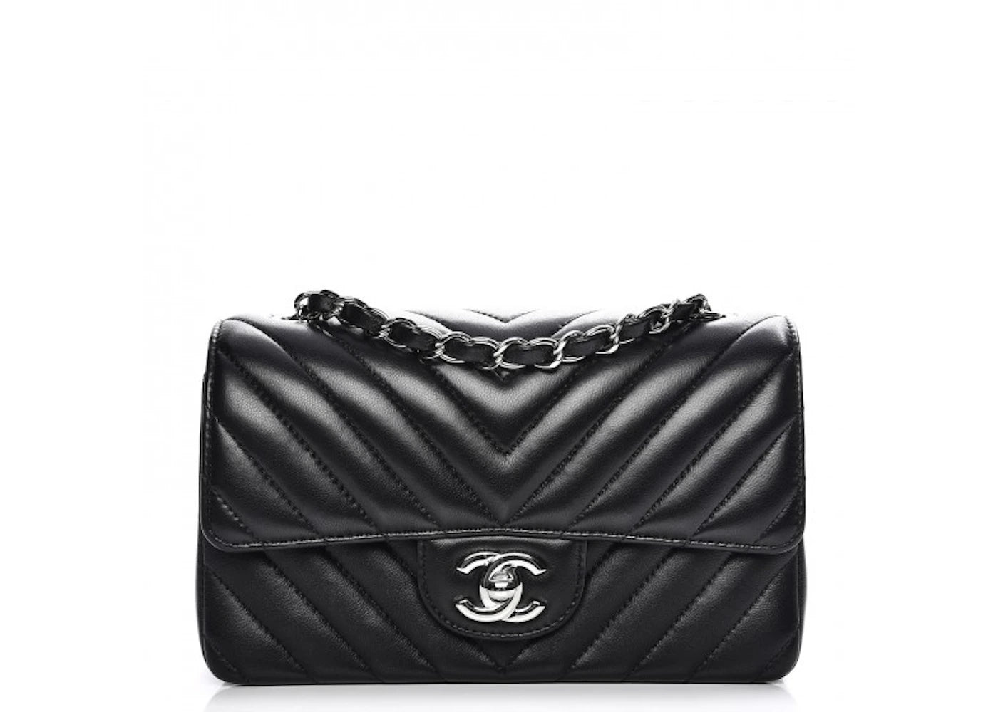 Chanel Rectangular Flap Chevron Quilted Mini Black