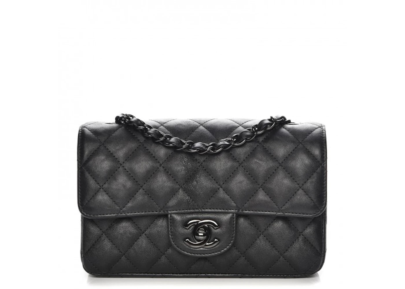 Chanel Rectangular Flap Quilted So Black Diamond Mini Black