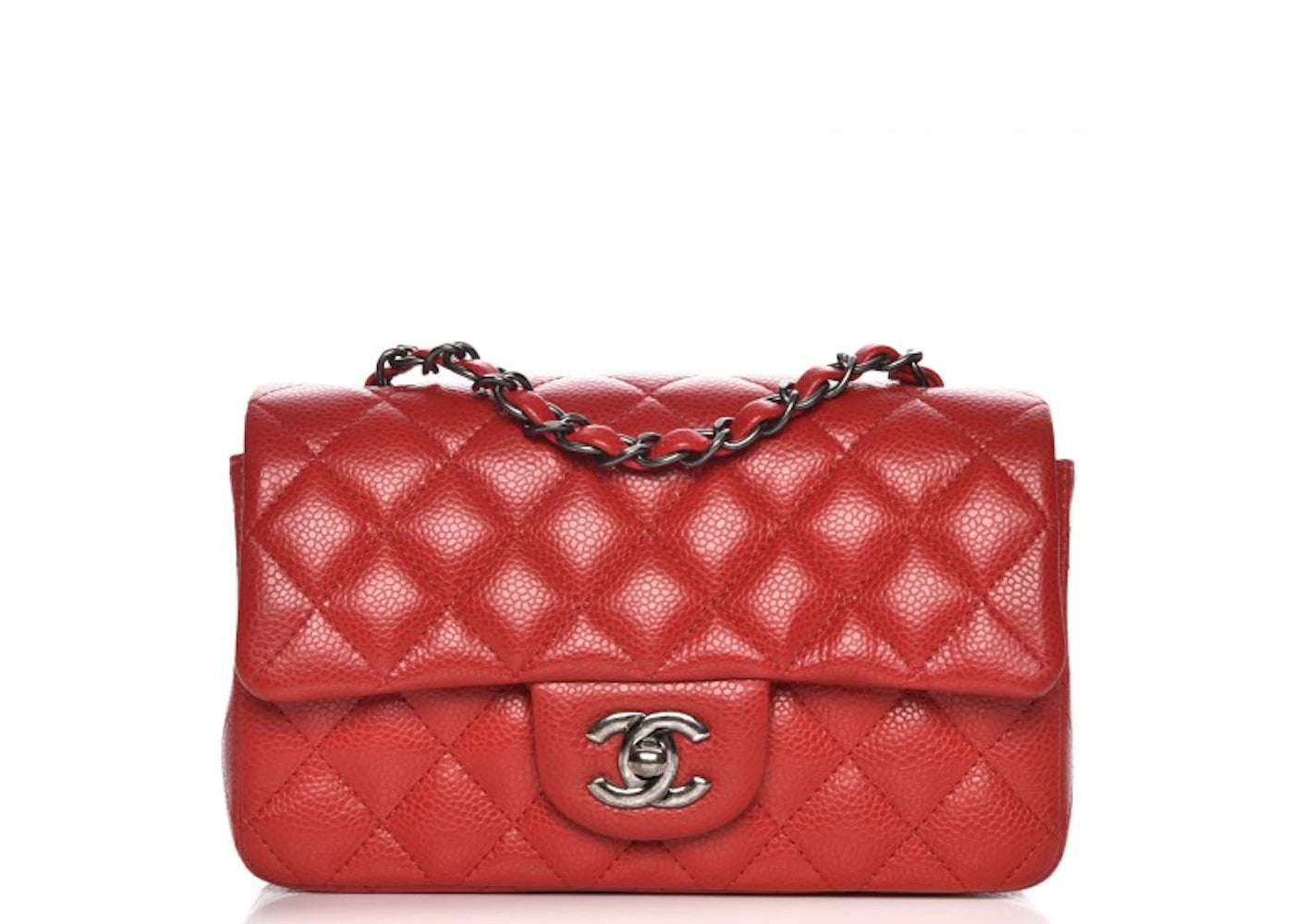Chanel Rectangular Flap Diamond Quilted Mini Red