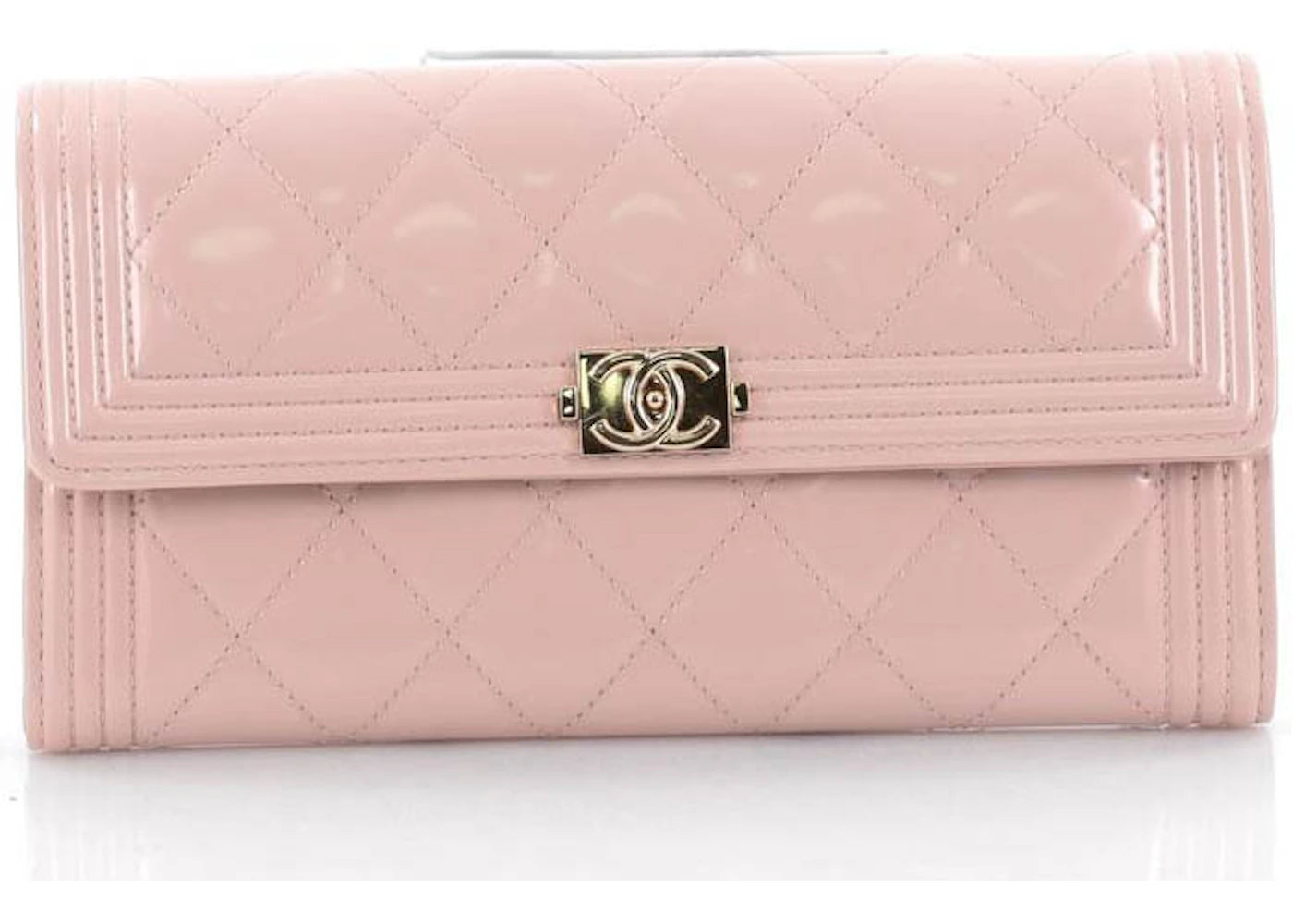 Chanel Boy Flap Wallet Quilted Diamond Long Light Pink