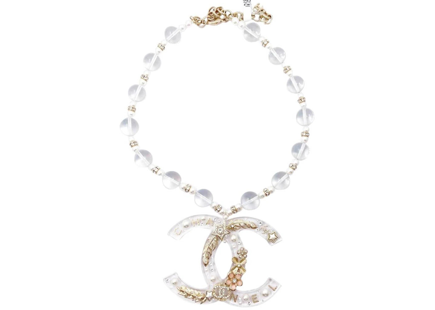 Chanel Flower CC Large Pendant Necklace Clear