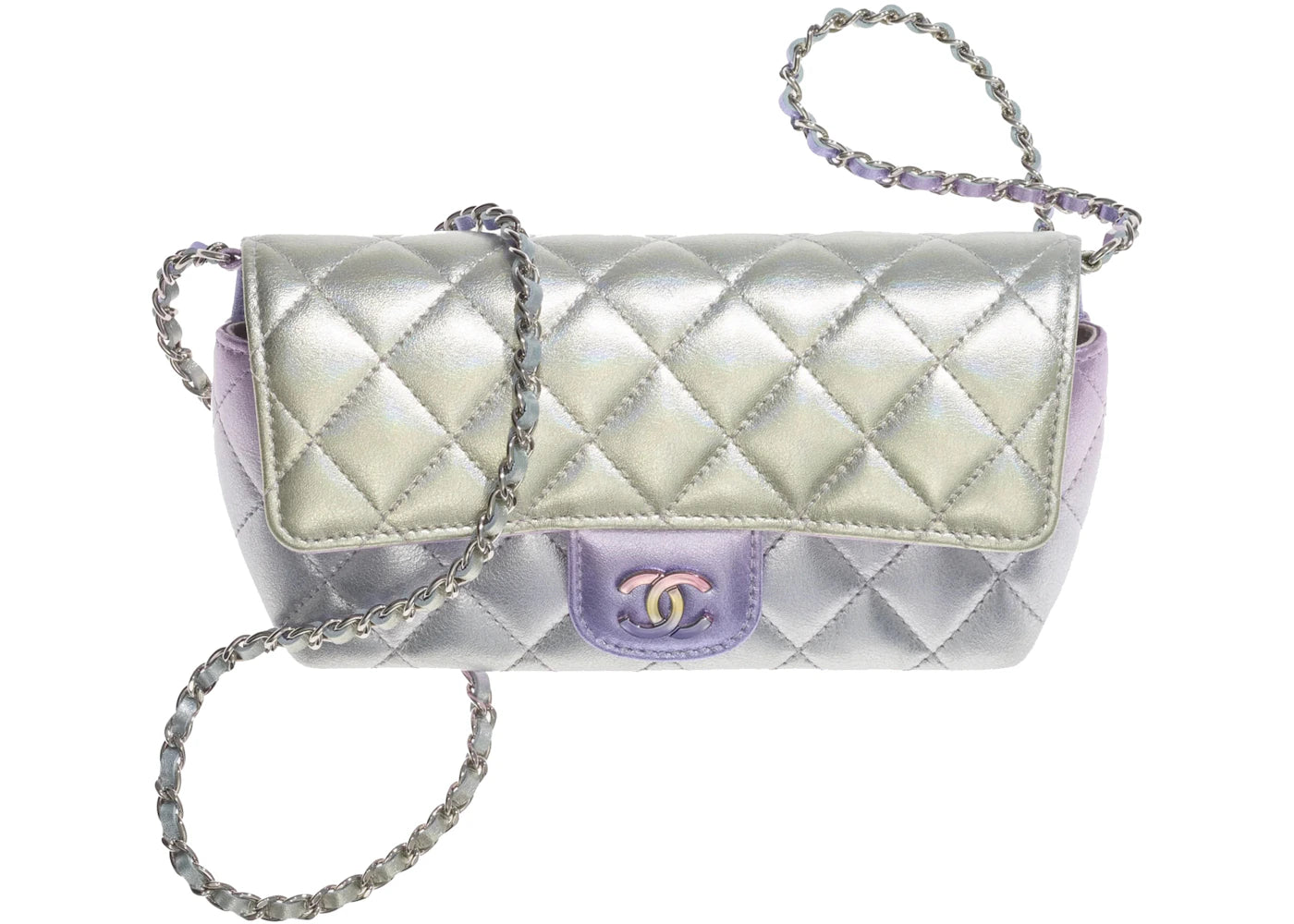 Chanel Glasses Case with Classic Chain Gradient Metallic Silver/Blue