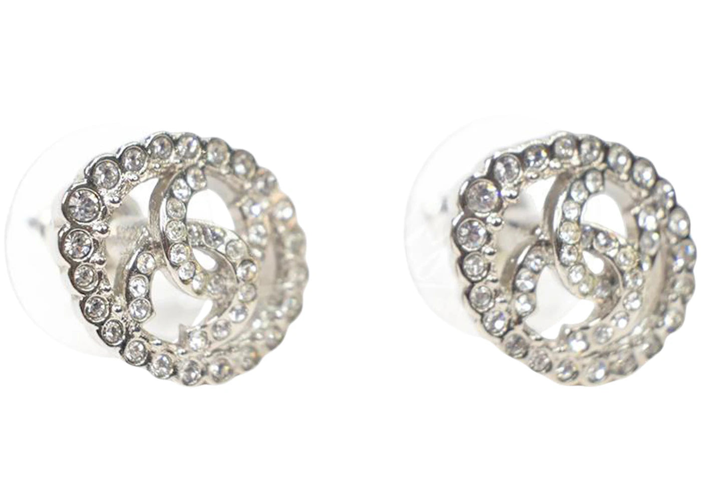 Chanel Gold Ring CC Logo Earrings Light Gold/Crystal
