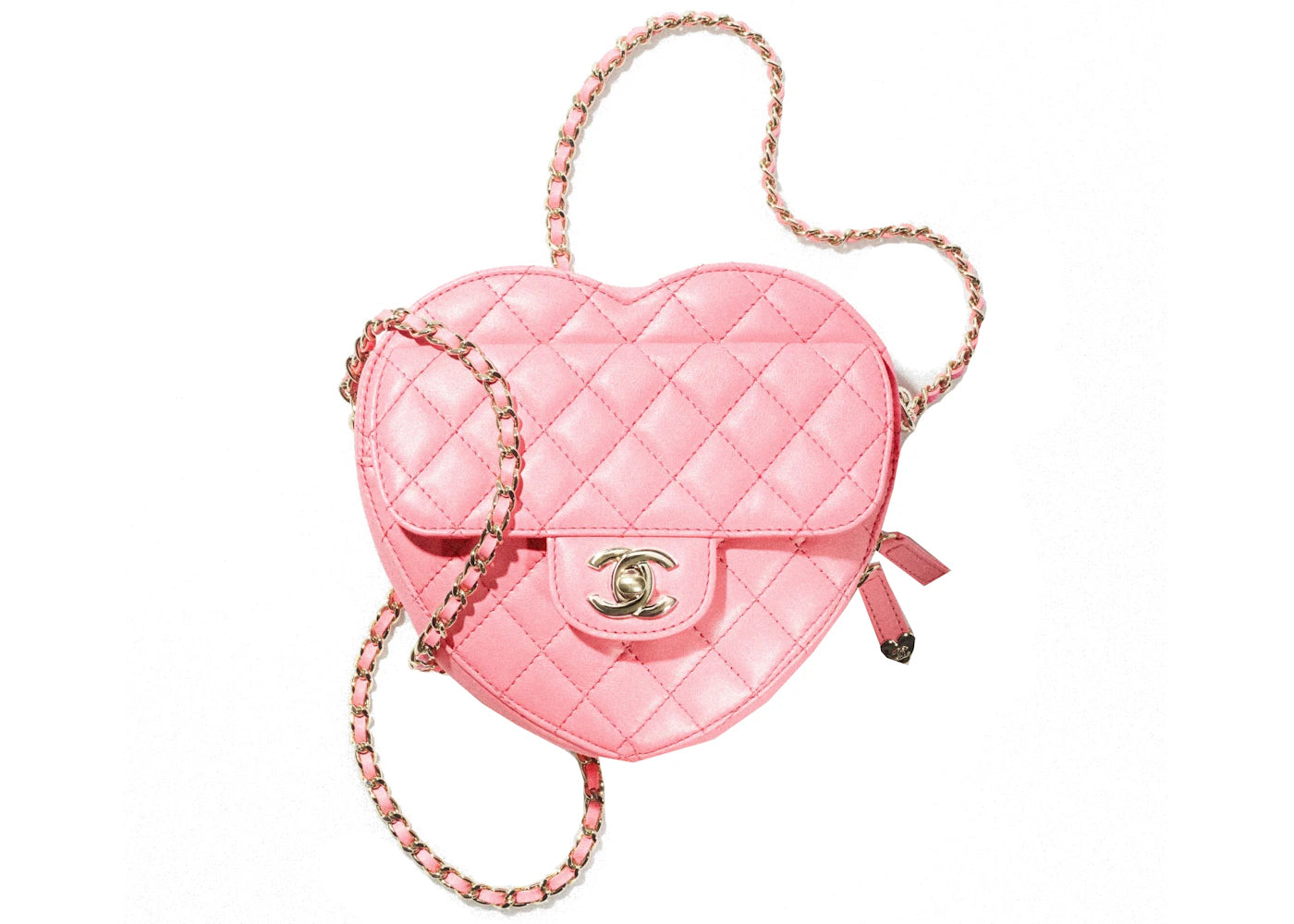 Chanel Heart Bag 22S Coral Pink Lambskin