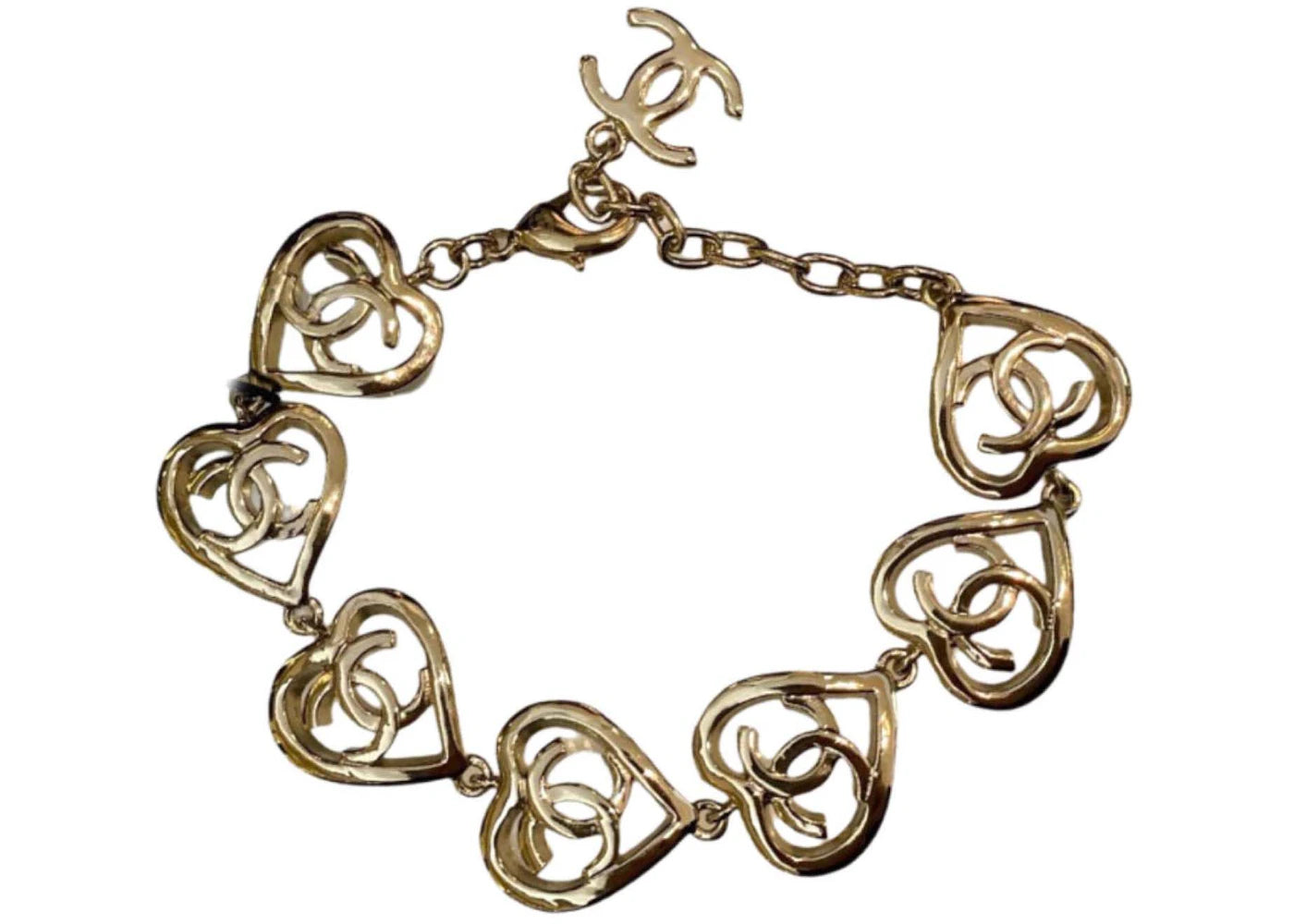 Chanel Heart Shape CC Logo Bracelet Gold (AB7887)