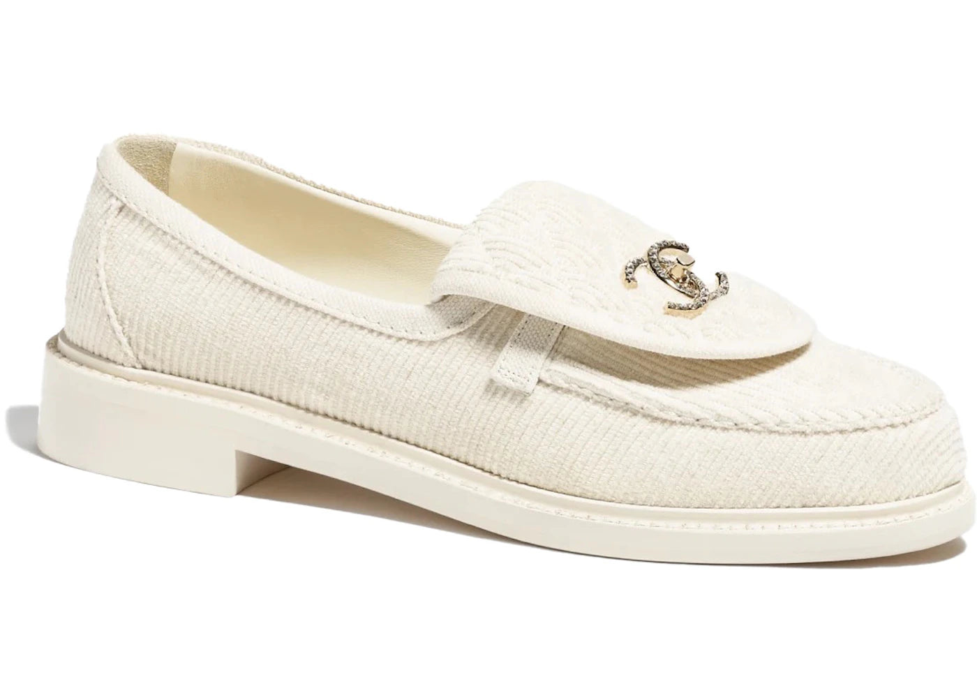 Chanel Loafers Ivory Corduroy