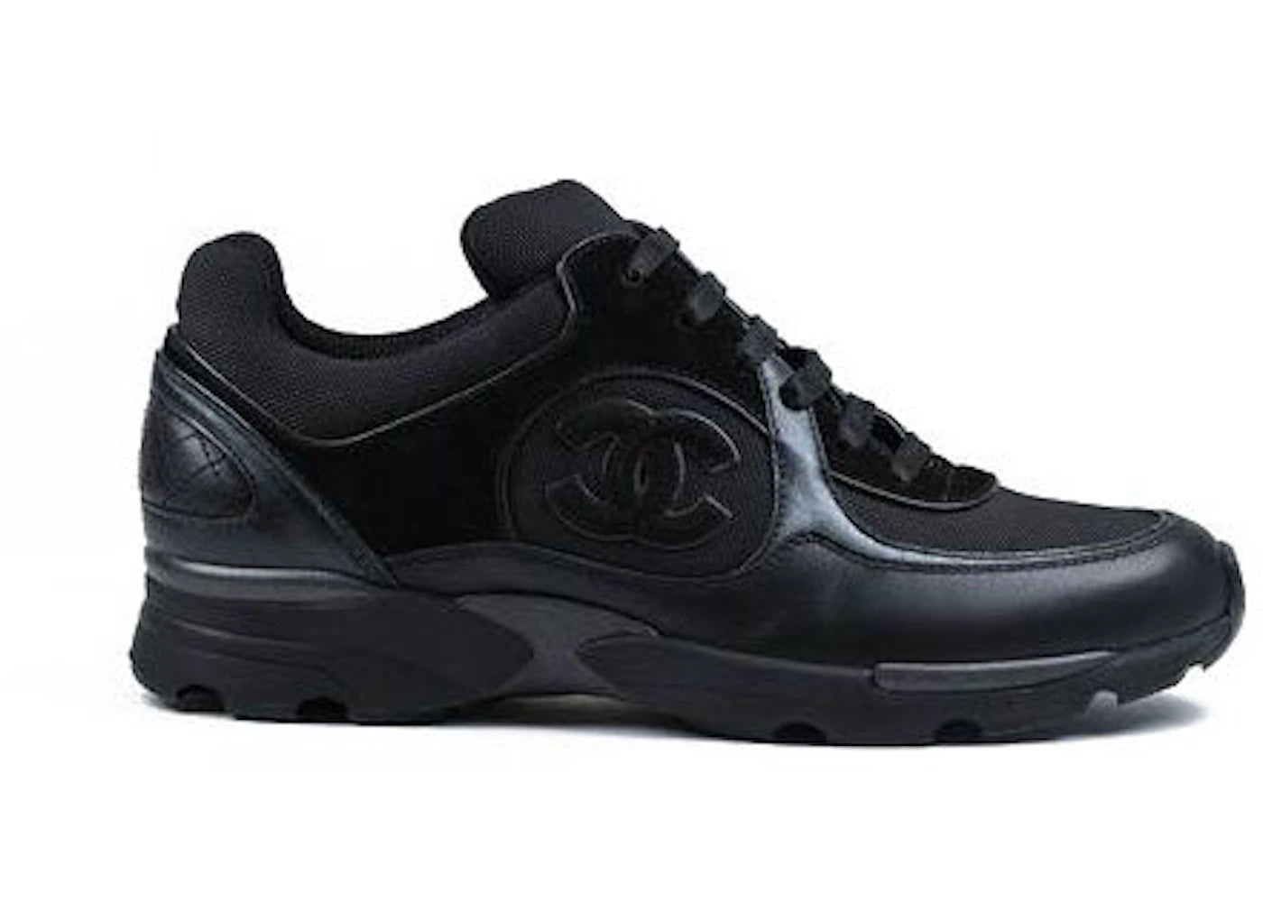 Chanel Low Top Trainer CC Triple Black Leather