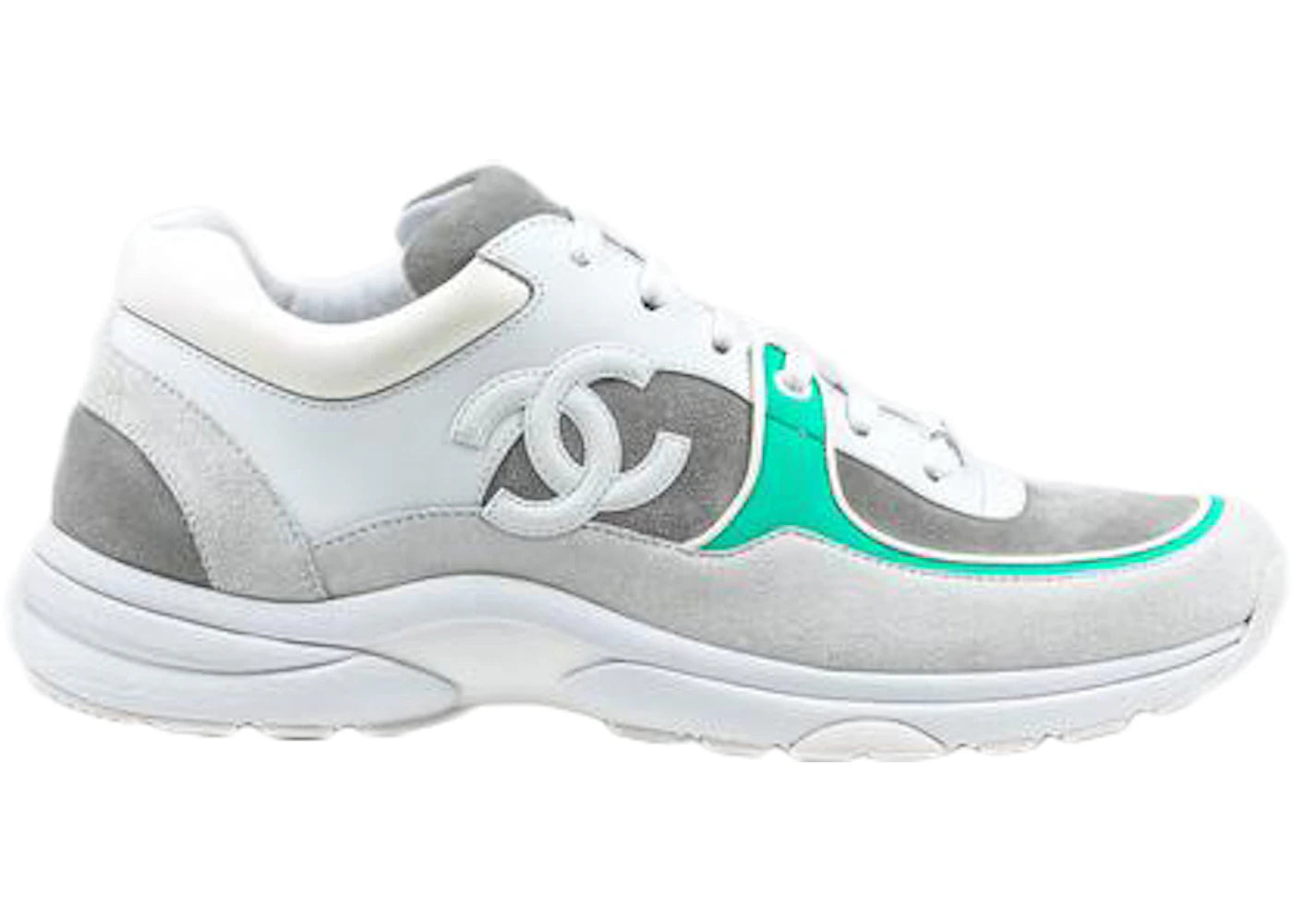 Chanel Low Top Trainer CC White Teal