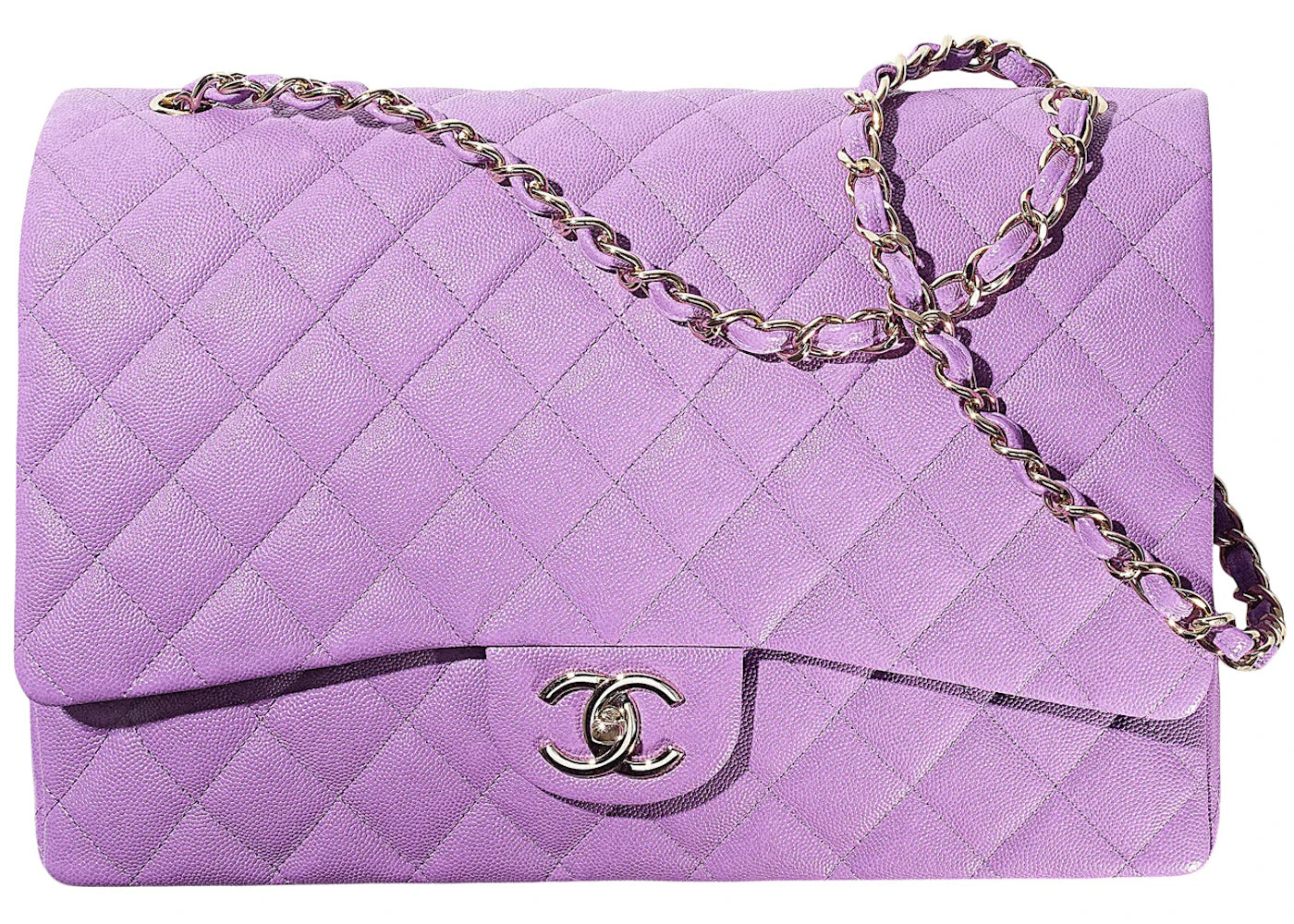 Chanel Maxi Classic Flap Handbag Maxi 22S Calfskin Purple
