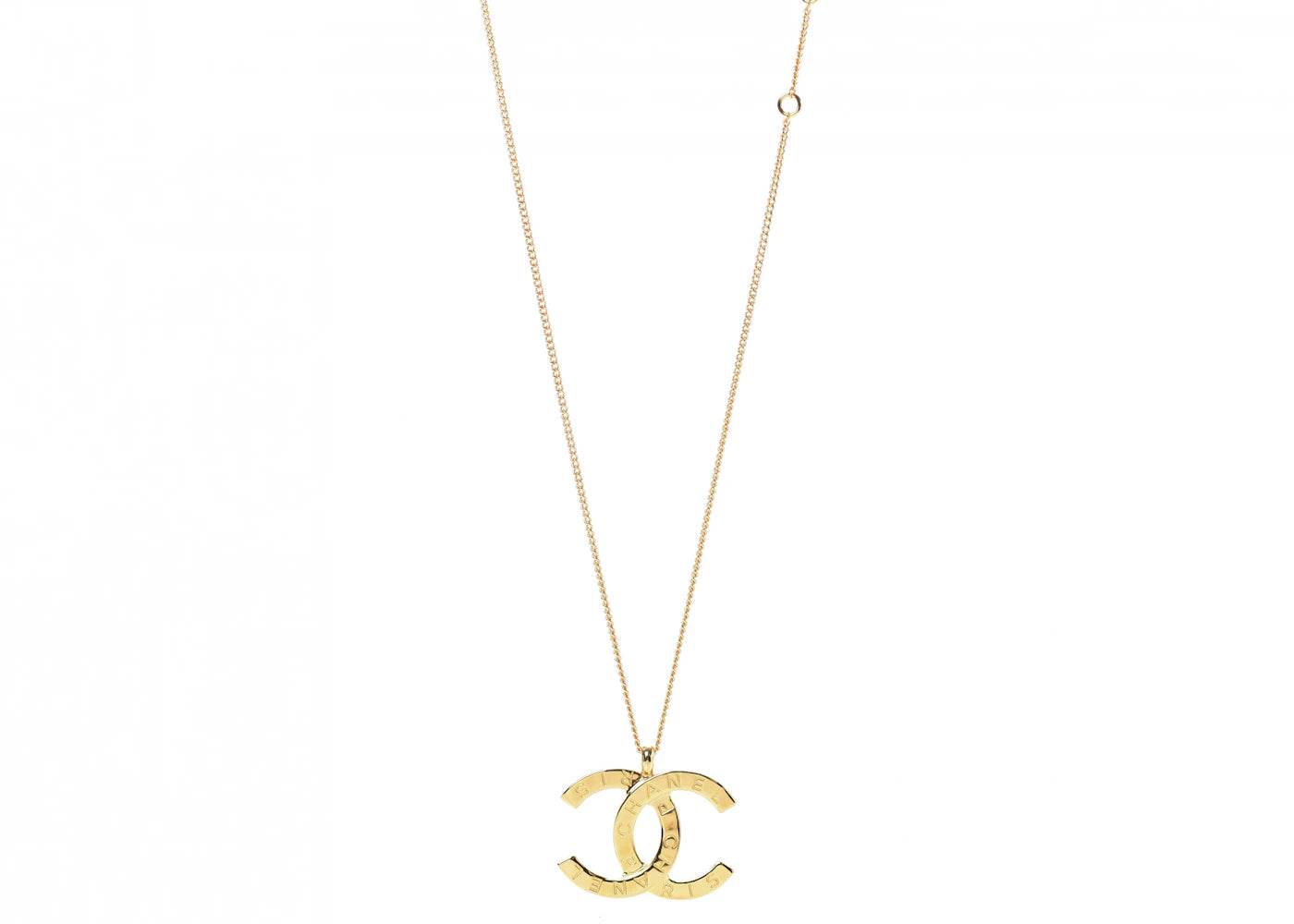 Chanel Metal CC Paris Button Necklace Gold