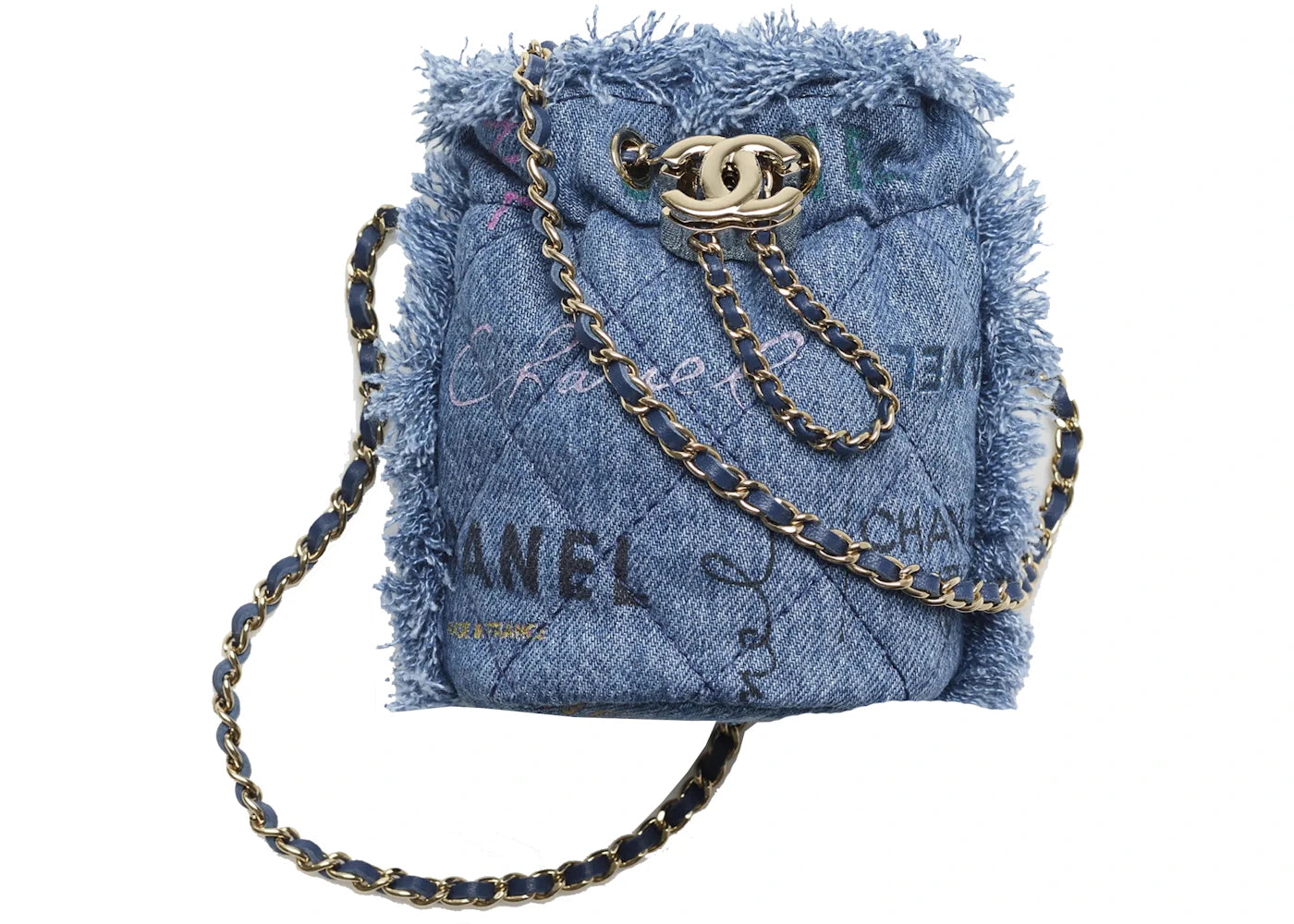Chanel Mini Bucket With Chain Blue/Multicolor