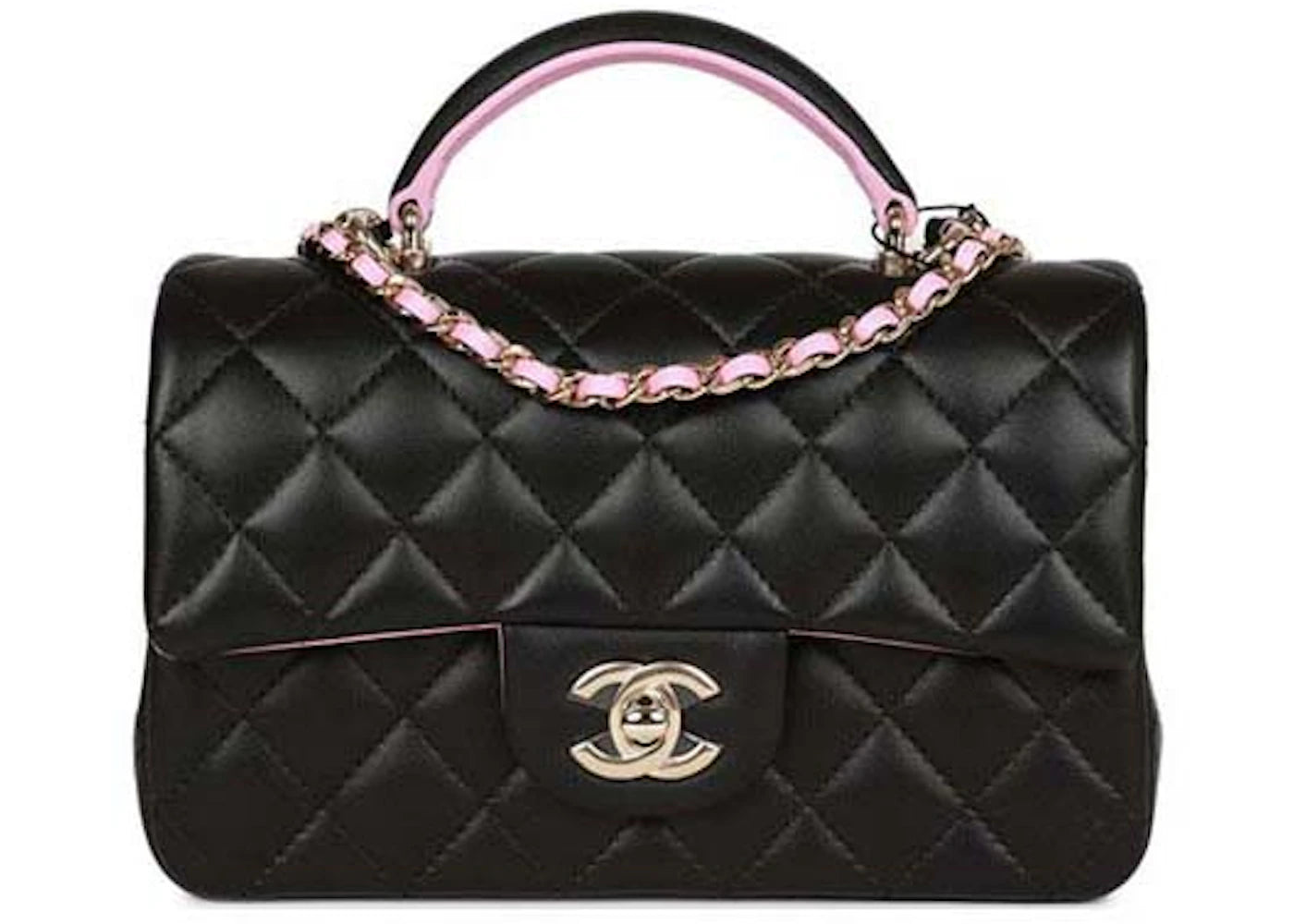Chanel Mini Classic Flap Bag with Handle Black/Pink (AS2431)