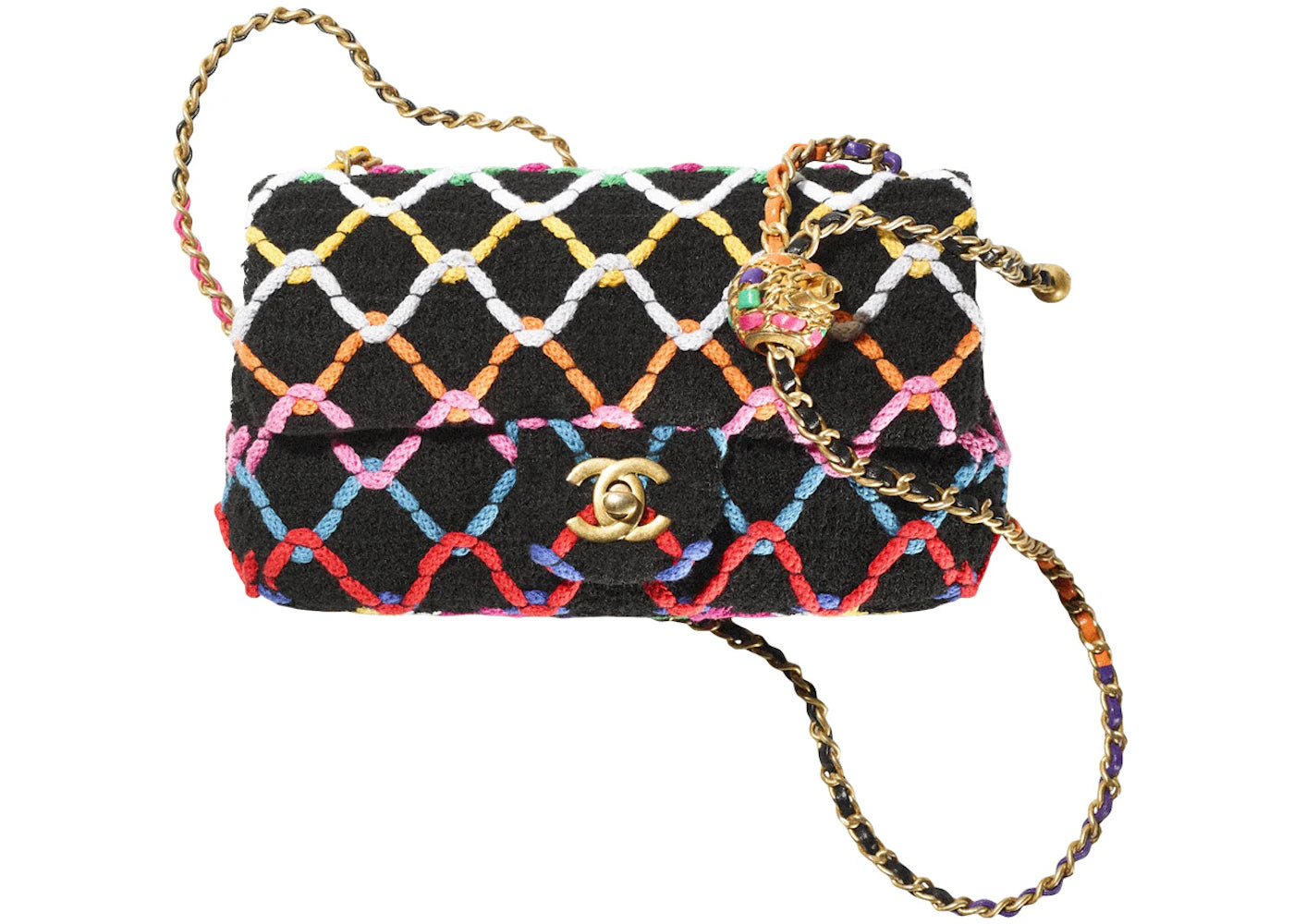 Chanel Mini Flap Pearl Crush Bag 22S Tweed Black/Multicolor