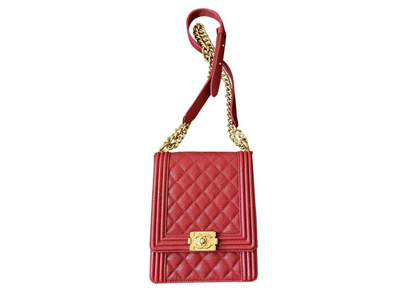 Chanel North-South Quilted Caviar Rouge
