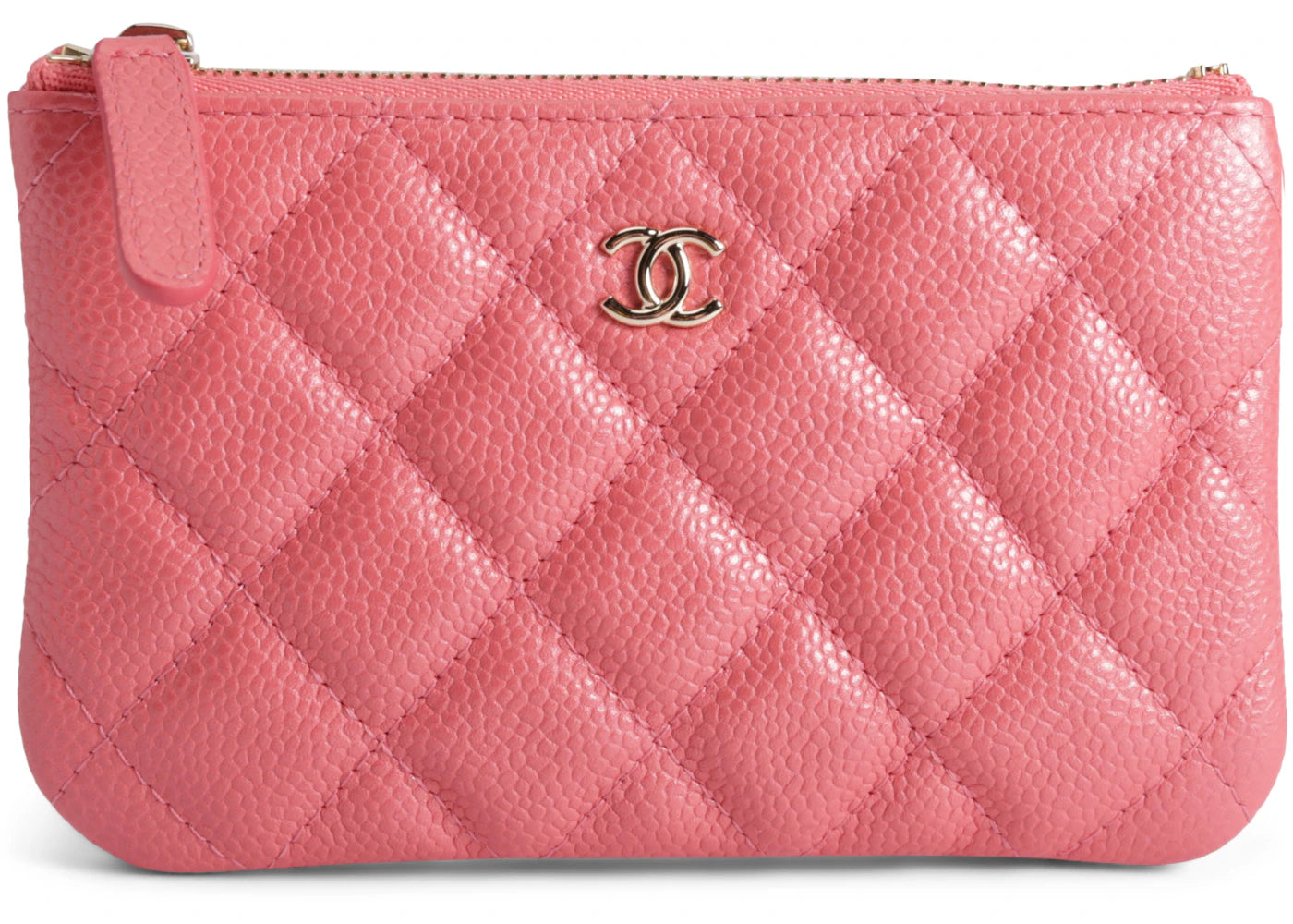 Chanel O Case Quilted Iridescent Caviar Gold-tone Pink