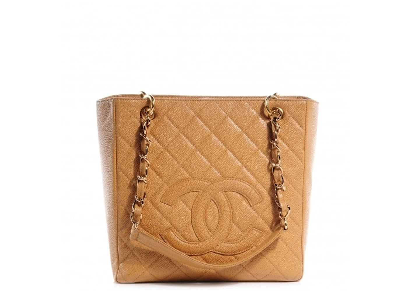 Chanel Petite Shopping Tote Quilted Caviar Beige