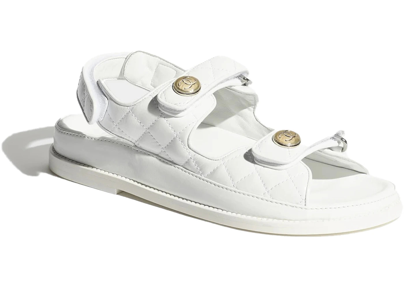 Chanel Quilted Sandal White Laminated Lambskin