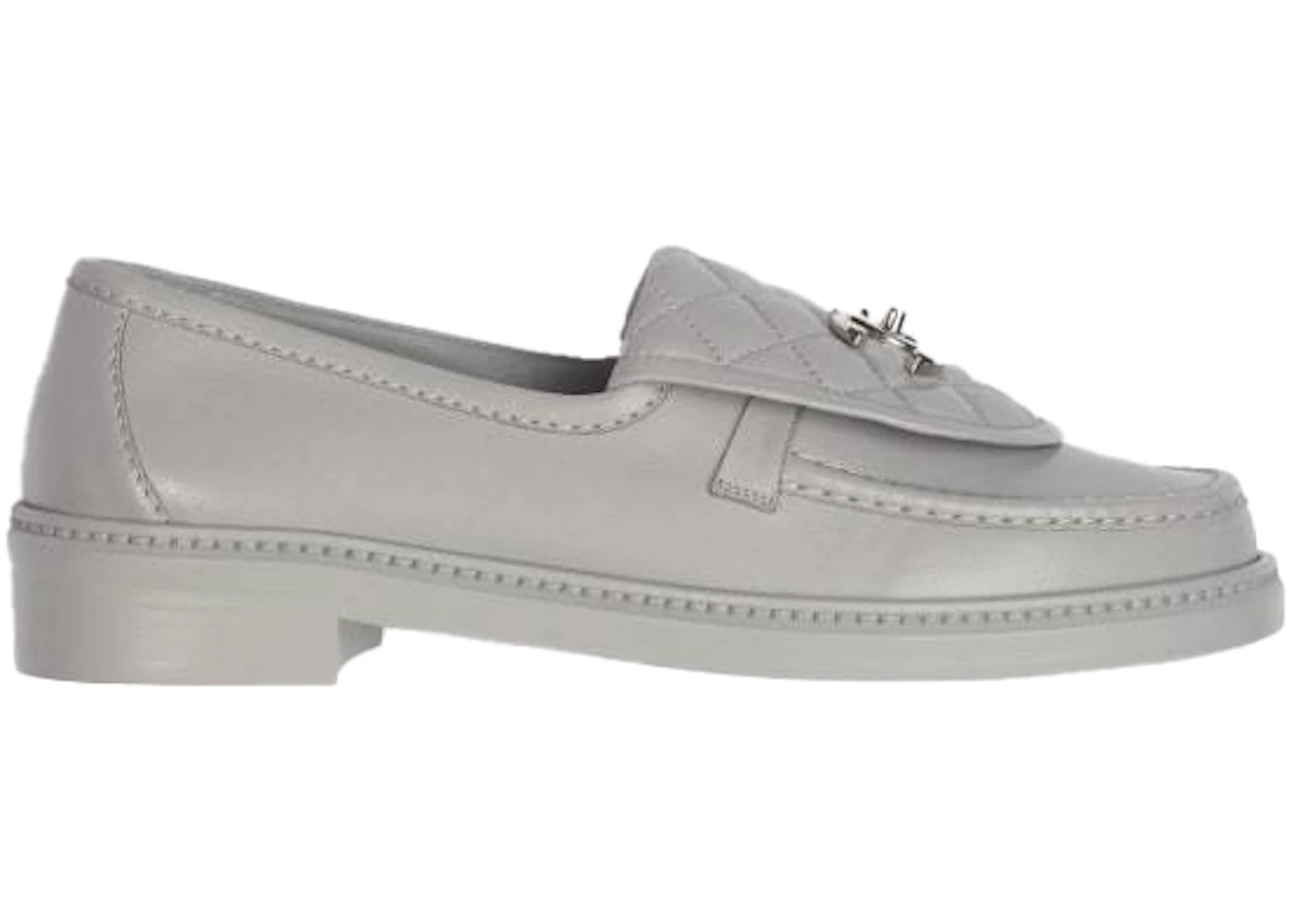 Chanel Quilted Tab Loafers Grey Leather