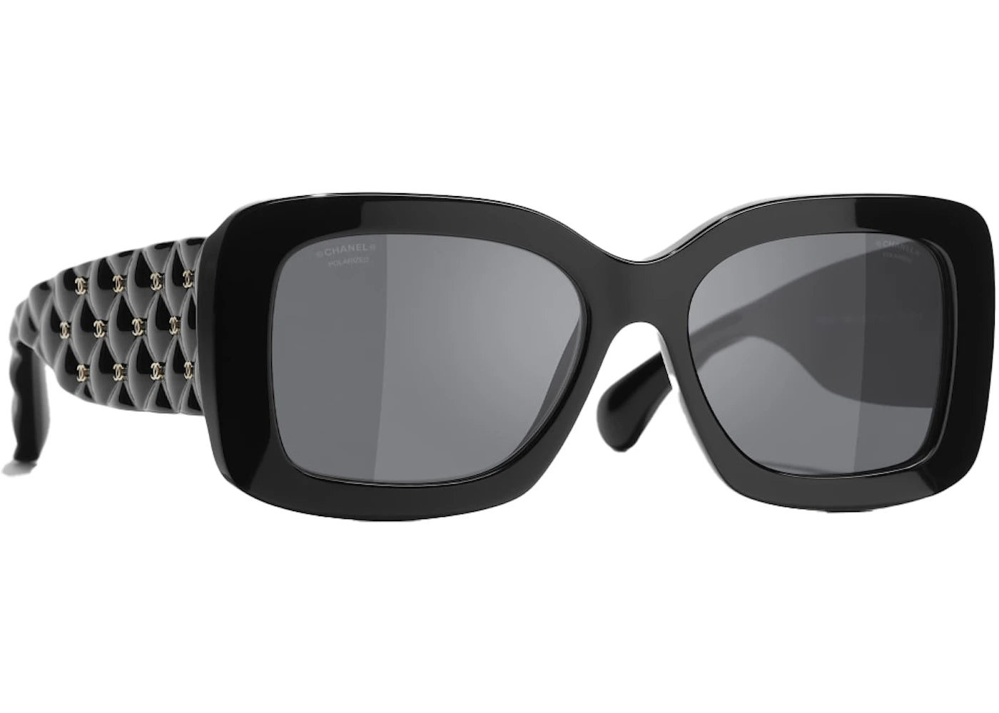 Chanel Rectangle Polarized Sunglasses Black/Gray (5483 C622/T8)