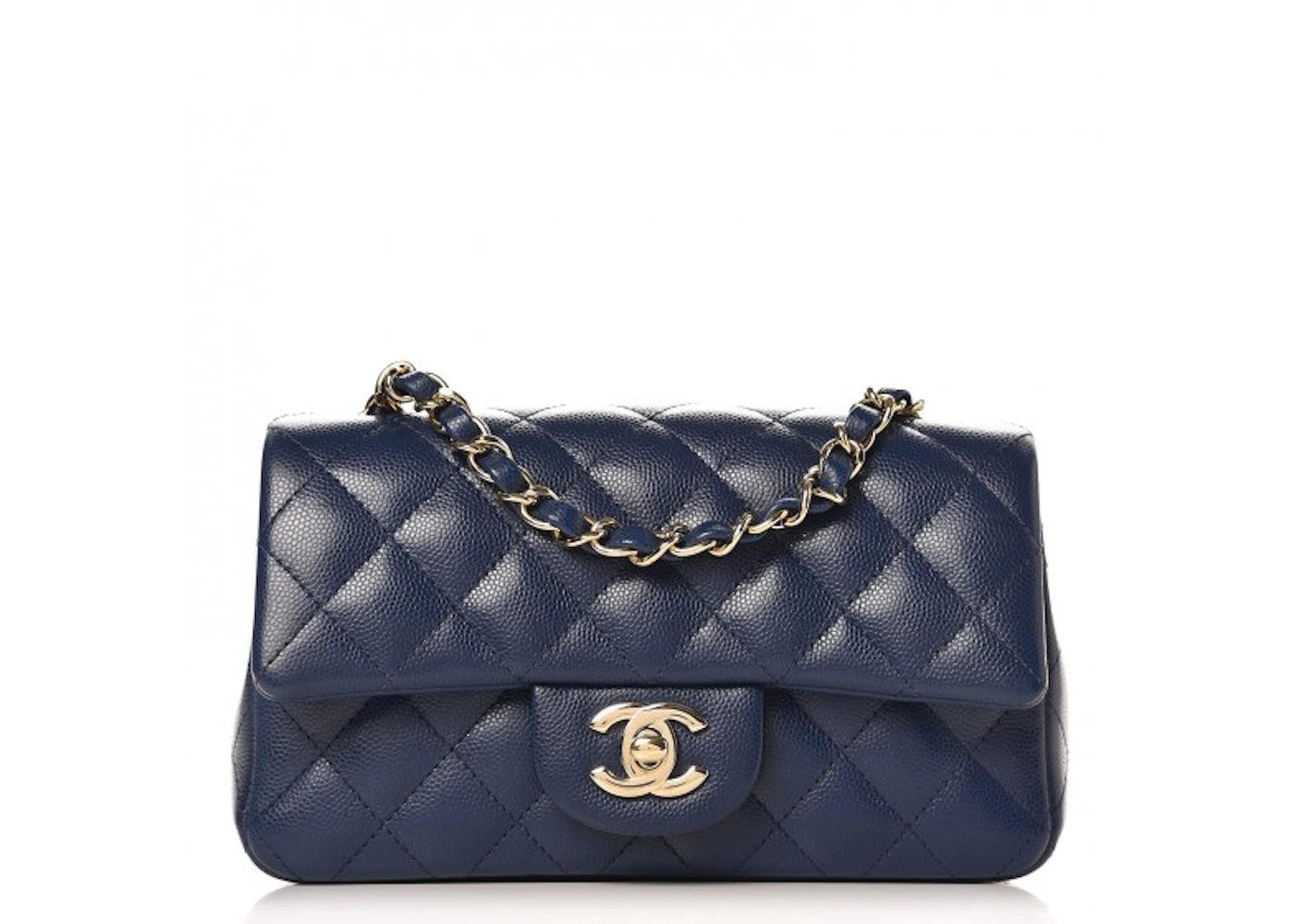 Chanel Rectangular Flap Quilted Diamond Mini Navy Blue