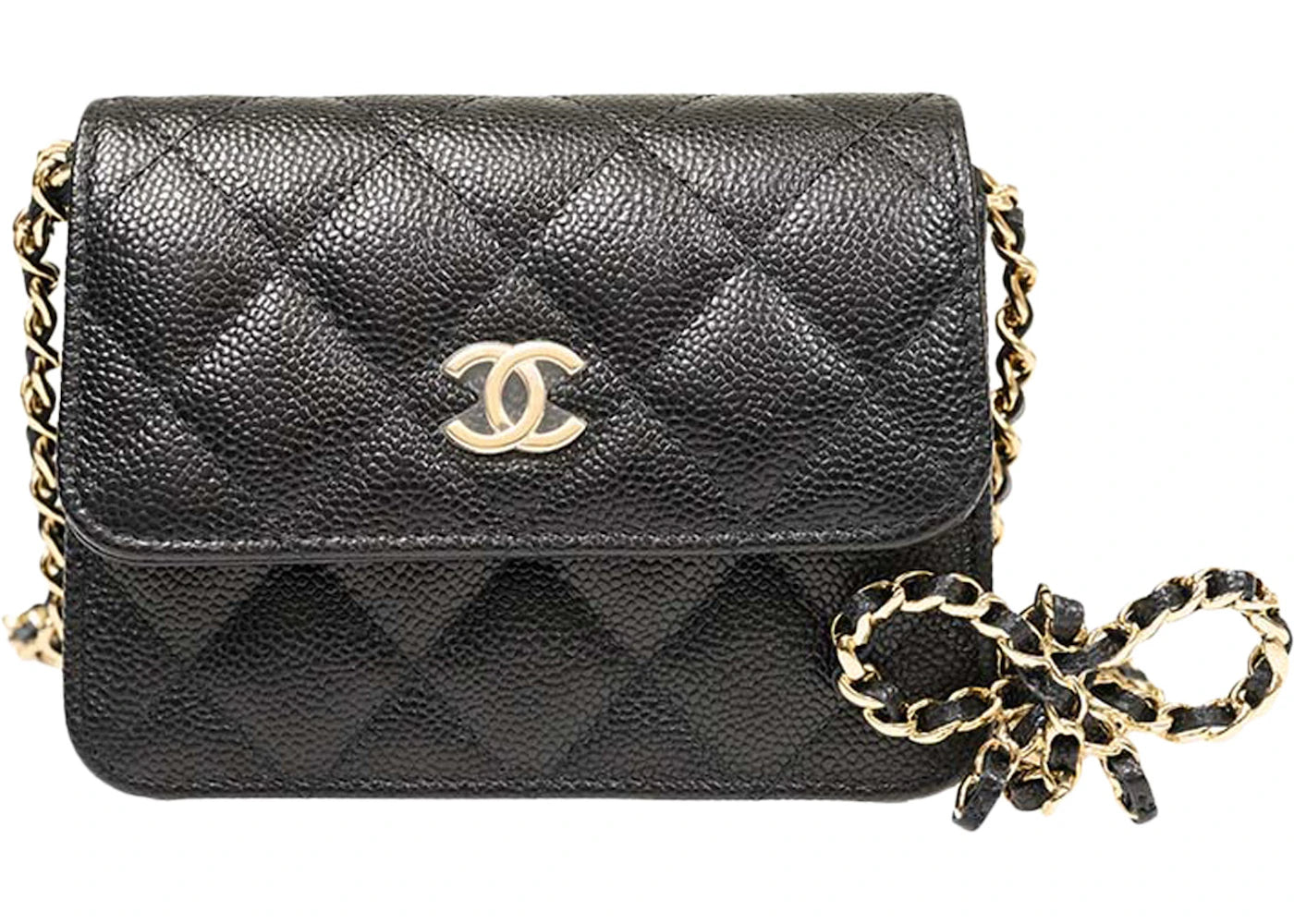 Chanel Ribbon Chain Mini Cardholder Crossbody Black (AP3348-B10706-94305)
