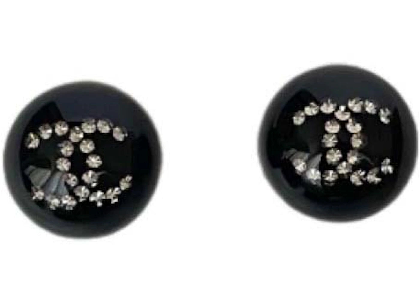 Chanel Round Plastic CC Earrings Black (AB7369)