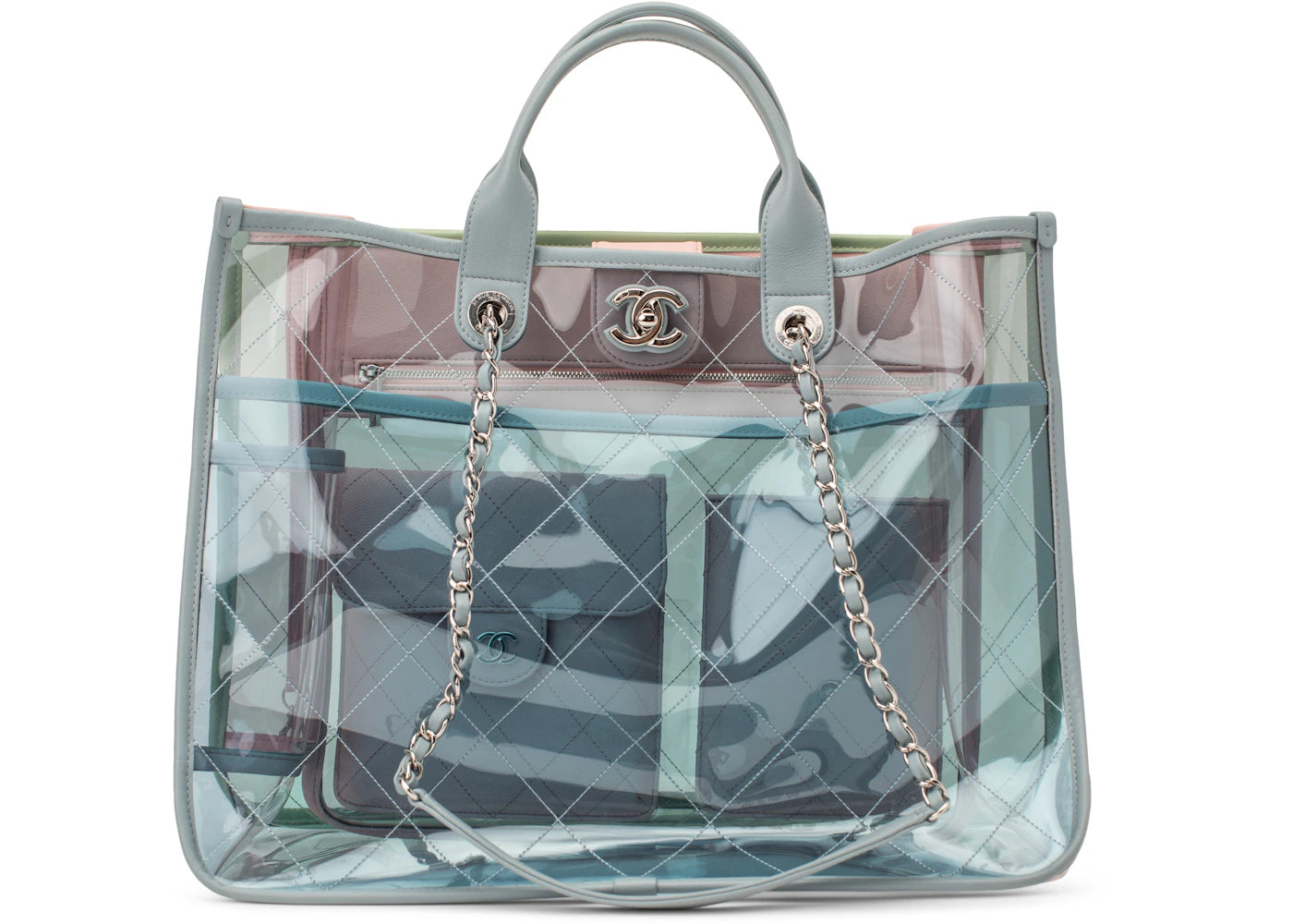 Chanel Shopper PVC Quilted Coco Splash Medium Blue/Green/Pink