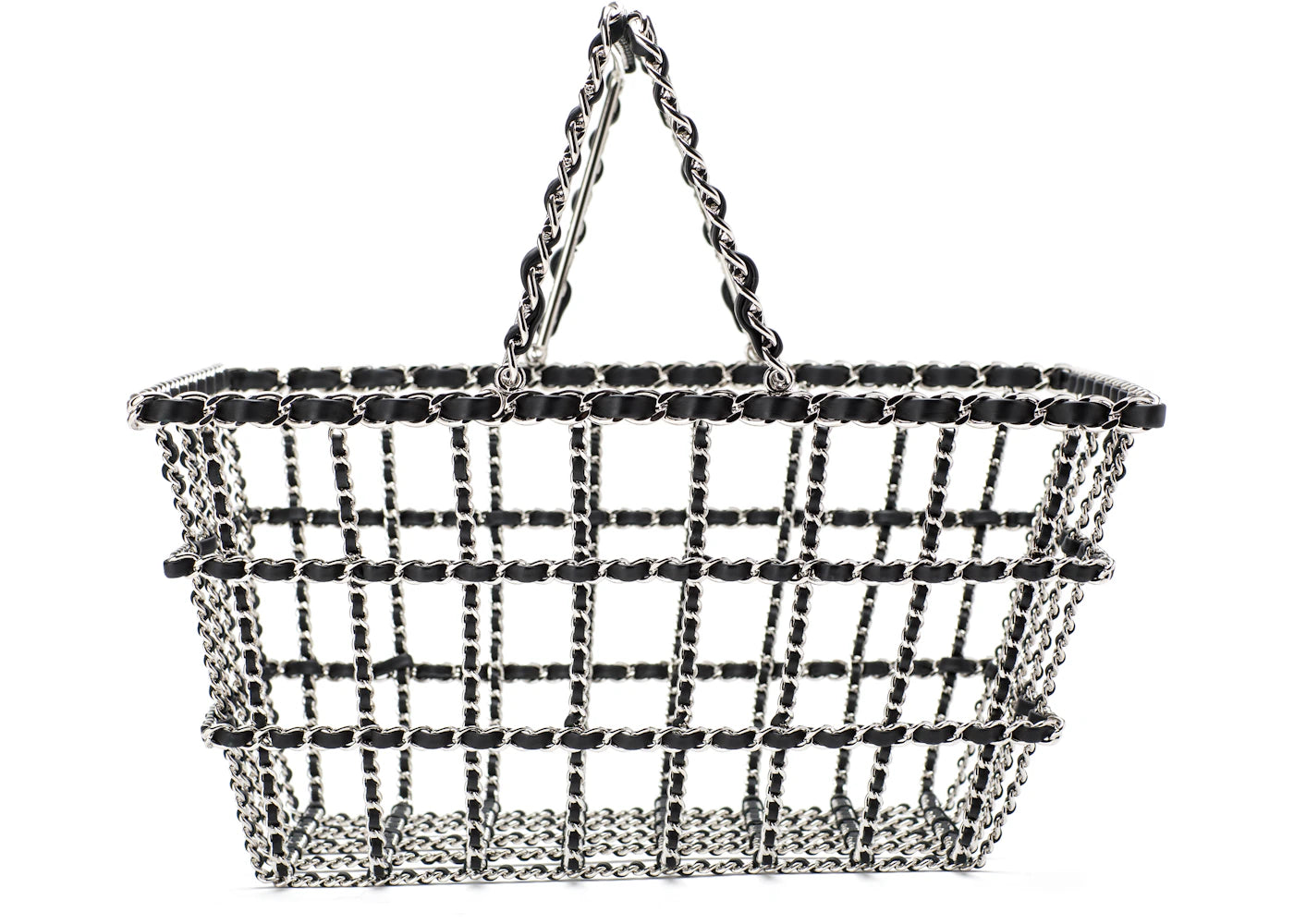 Chanel Shopping Basket Calfskin Silver Black