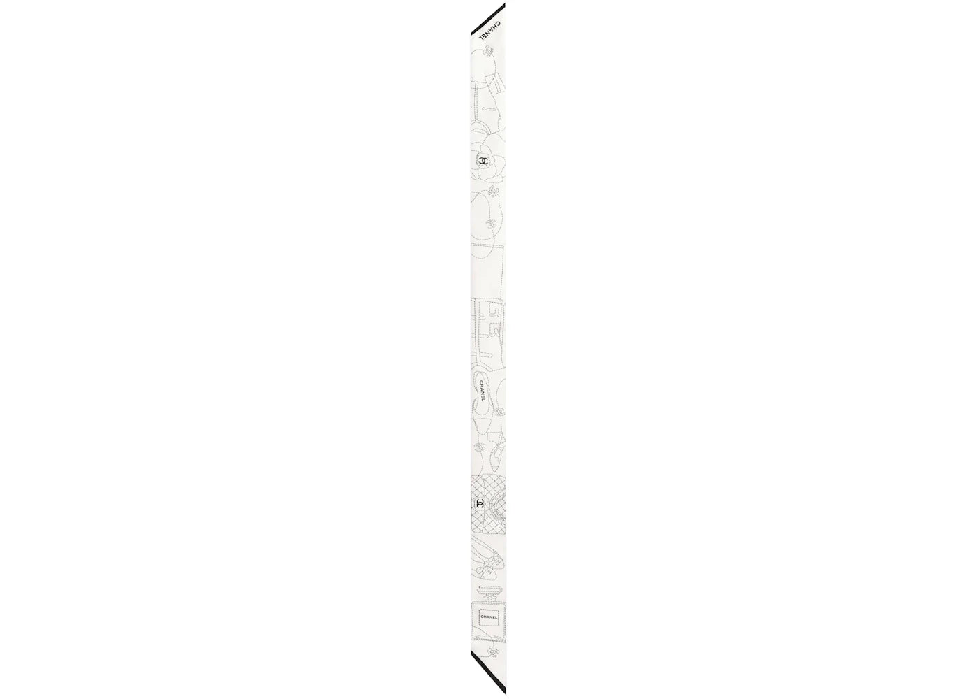 Chanel Silk Twill Slim Bandeau White/Black