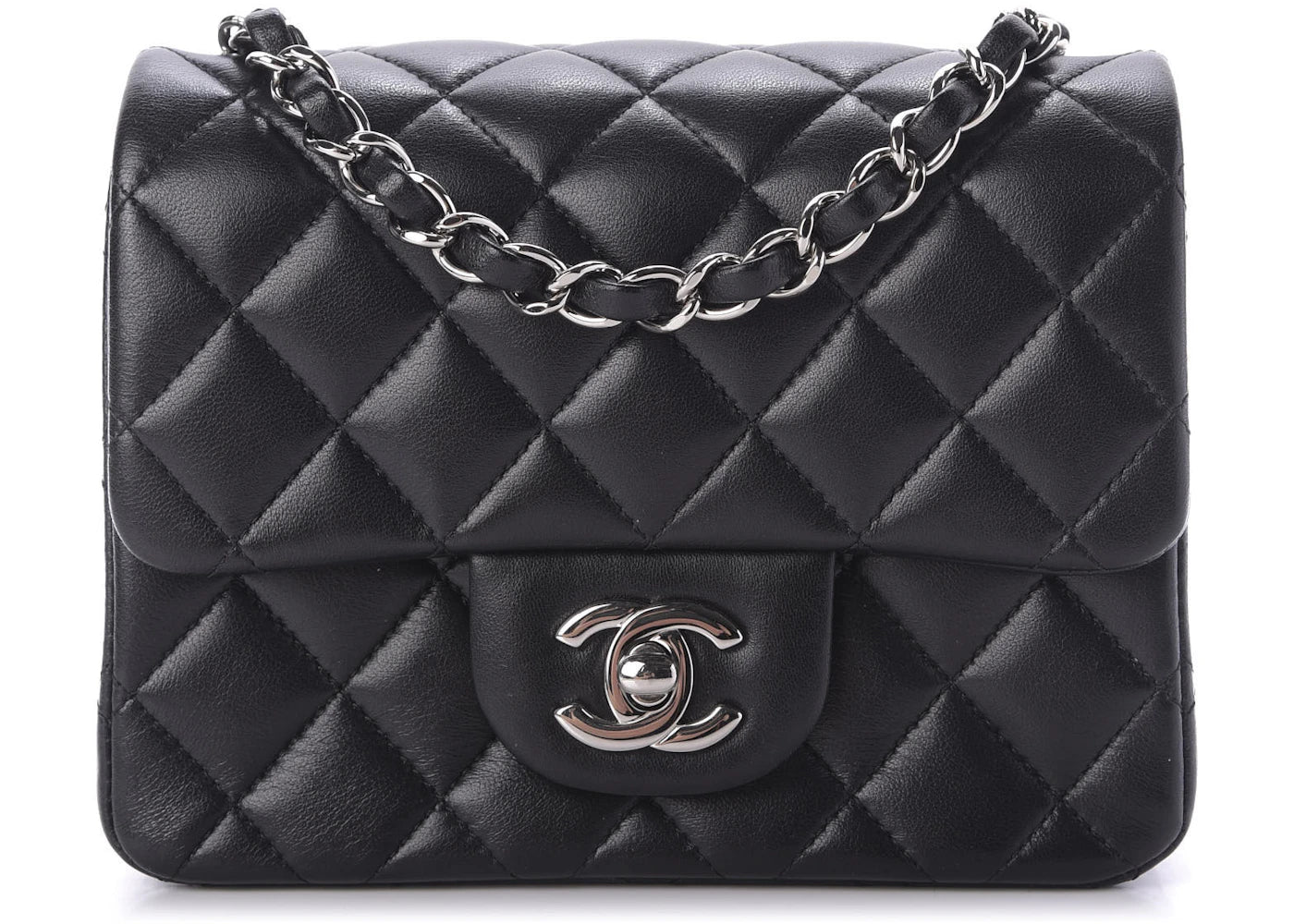 Chanel Square Single Flap Quilted Diamond Mini Black