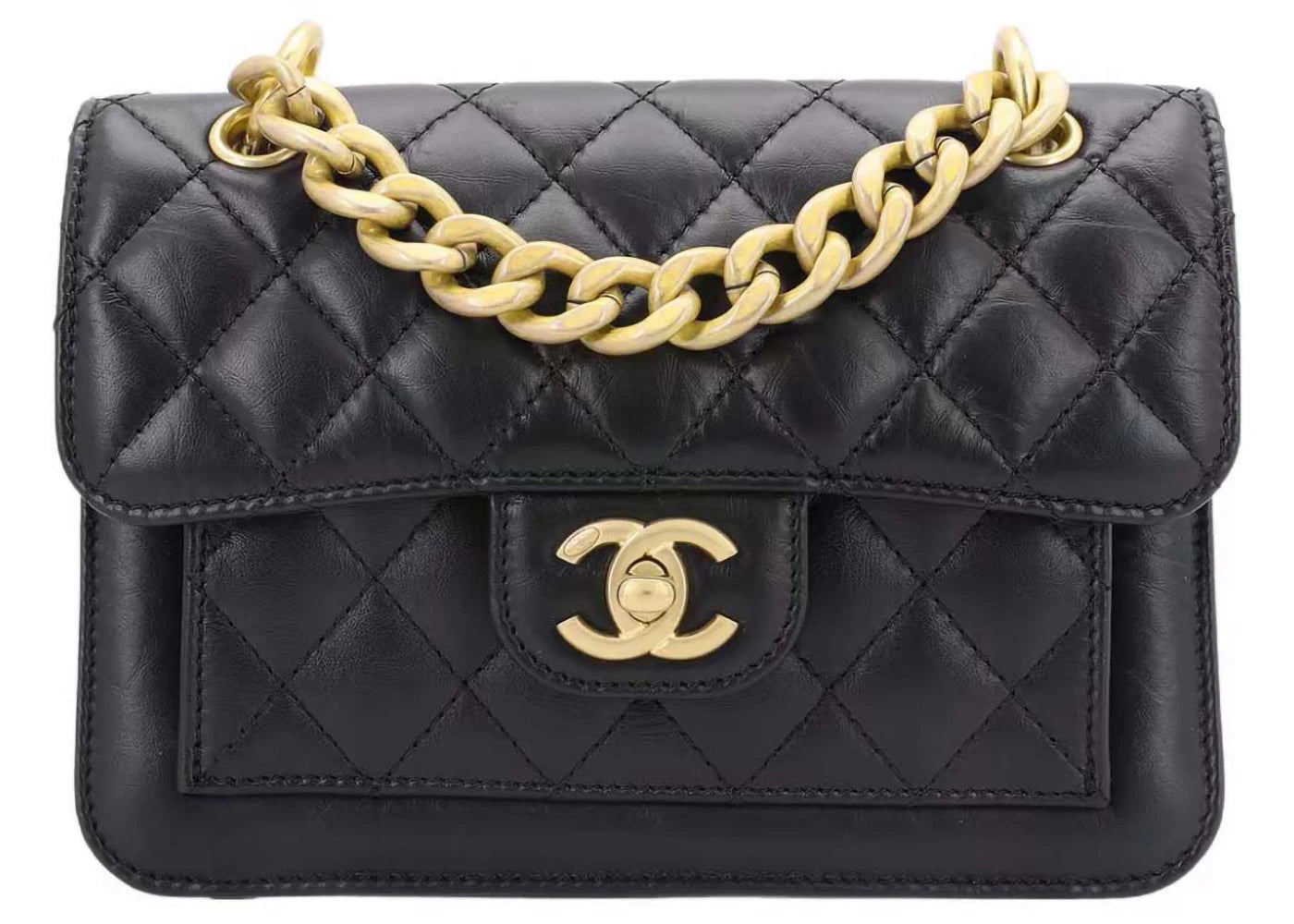 Chanel Small Lambskin Messenger Black/Glod