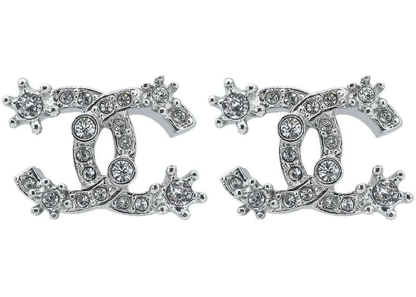 Chanel Snowflake CC Logo Earrings Silver (ABA435)