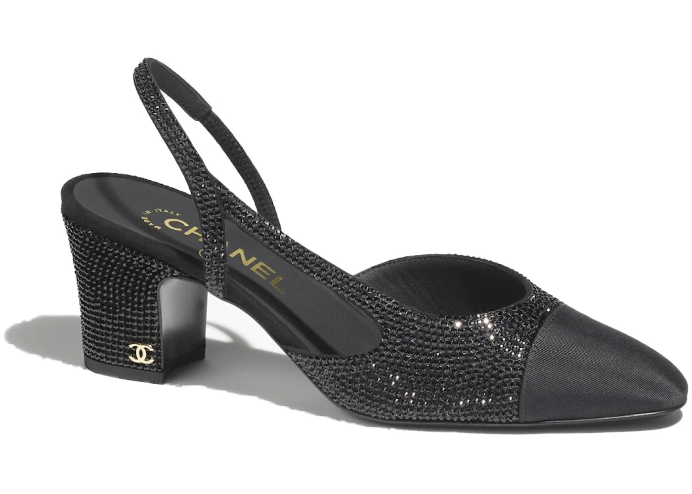 Chanel Strass 65mm Slingbacks Black Grosgrain