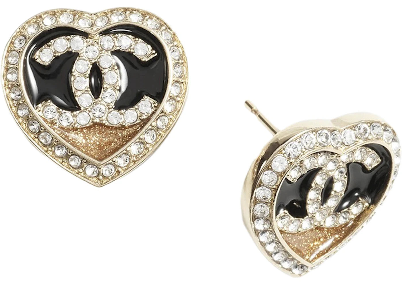 Chanel Stud Earrings Gold/Black/Dark Gold/Crystal (ABB664 B14145 NR576)