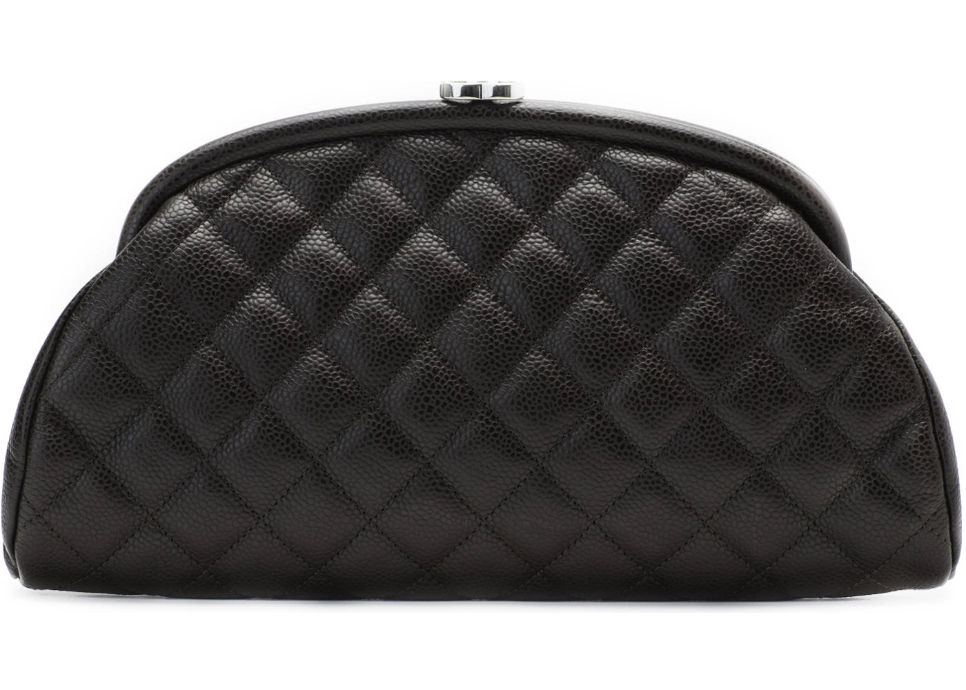 Chanel Timeless Clutch Quilted Caviar Silver-tone Dark Brown