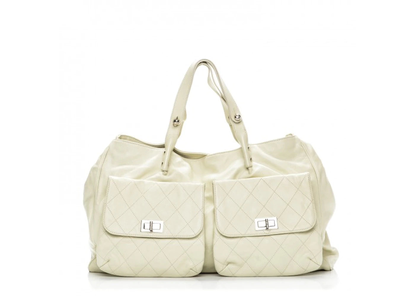 Chanel Pocket in the City Tote Diamond Quilted Large Ivory