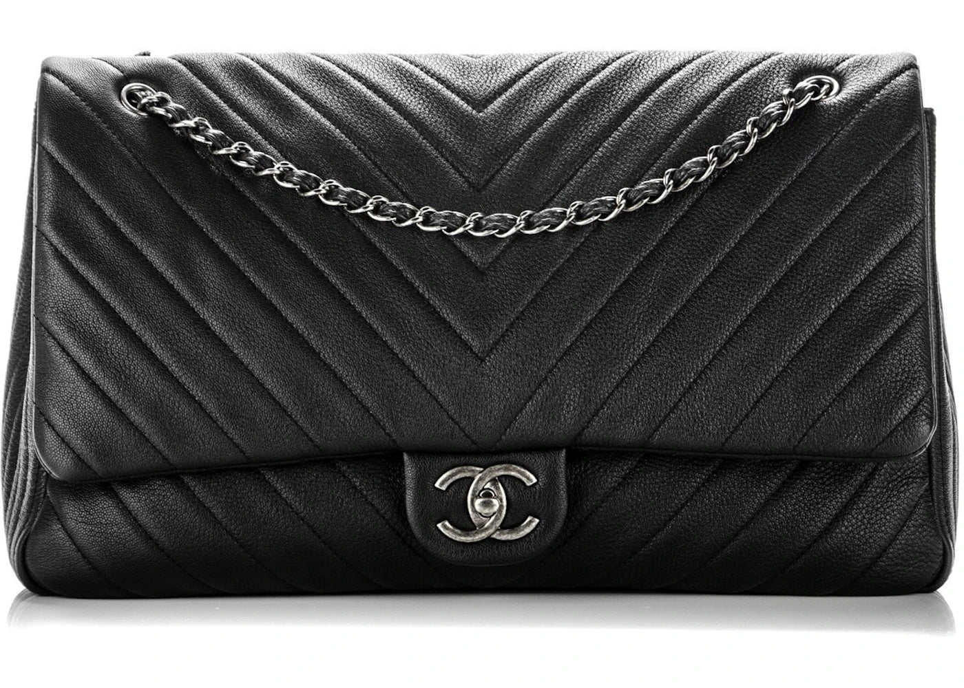 Chanel Travel Flap Quilted Chevron XXL Black