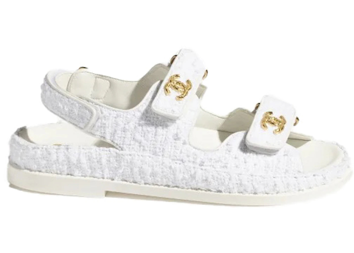 Chanel Tweed Sandal White Cotton