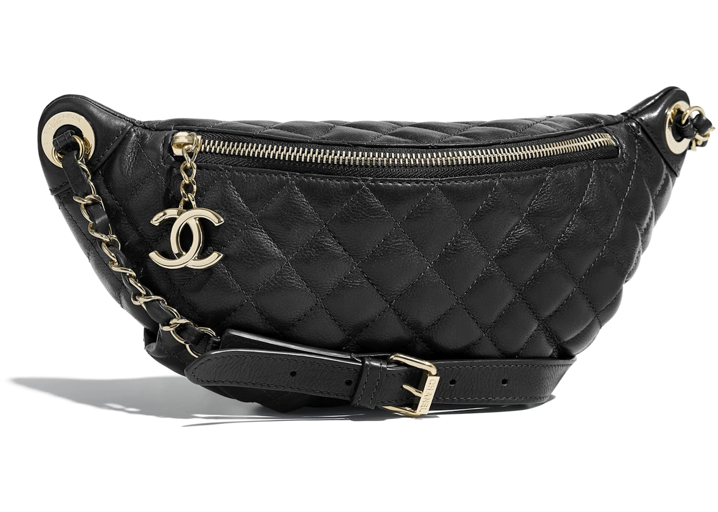 Chanel Waist Bag Quilted Calfskin Gold-tone Black