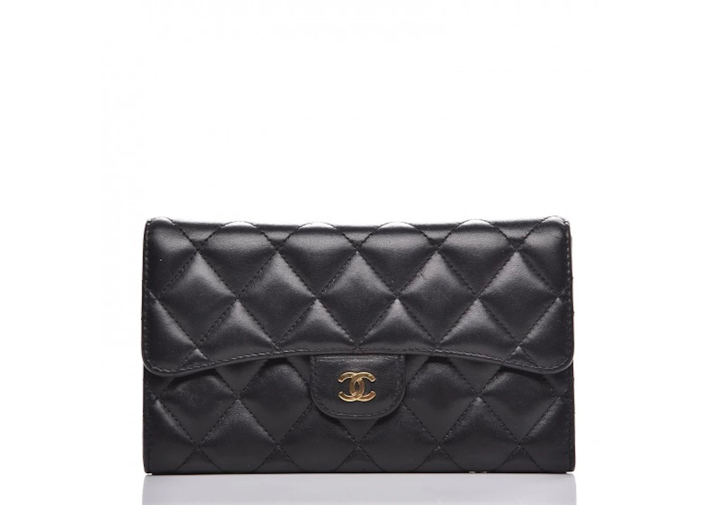 Chanel Flap Wallet Diamond Quilted Large Black