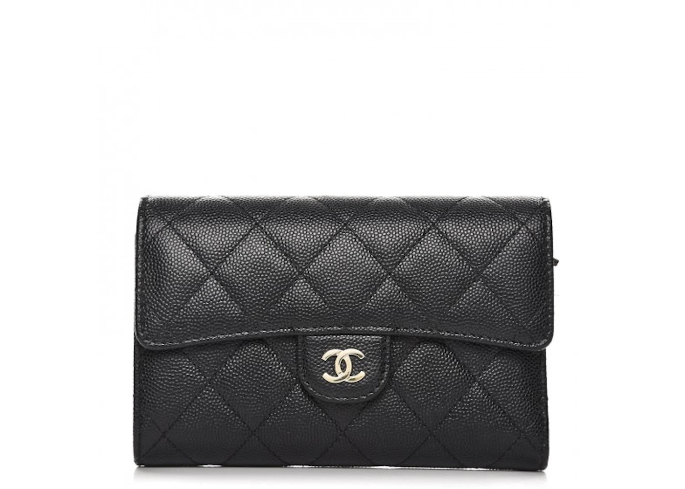 Chanel Flap Wallet Quilted Diamond Small Caviar Black