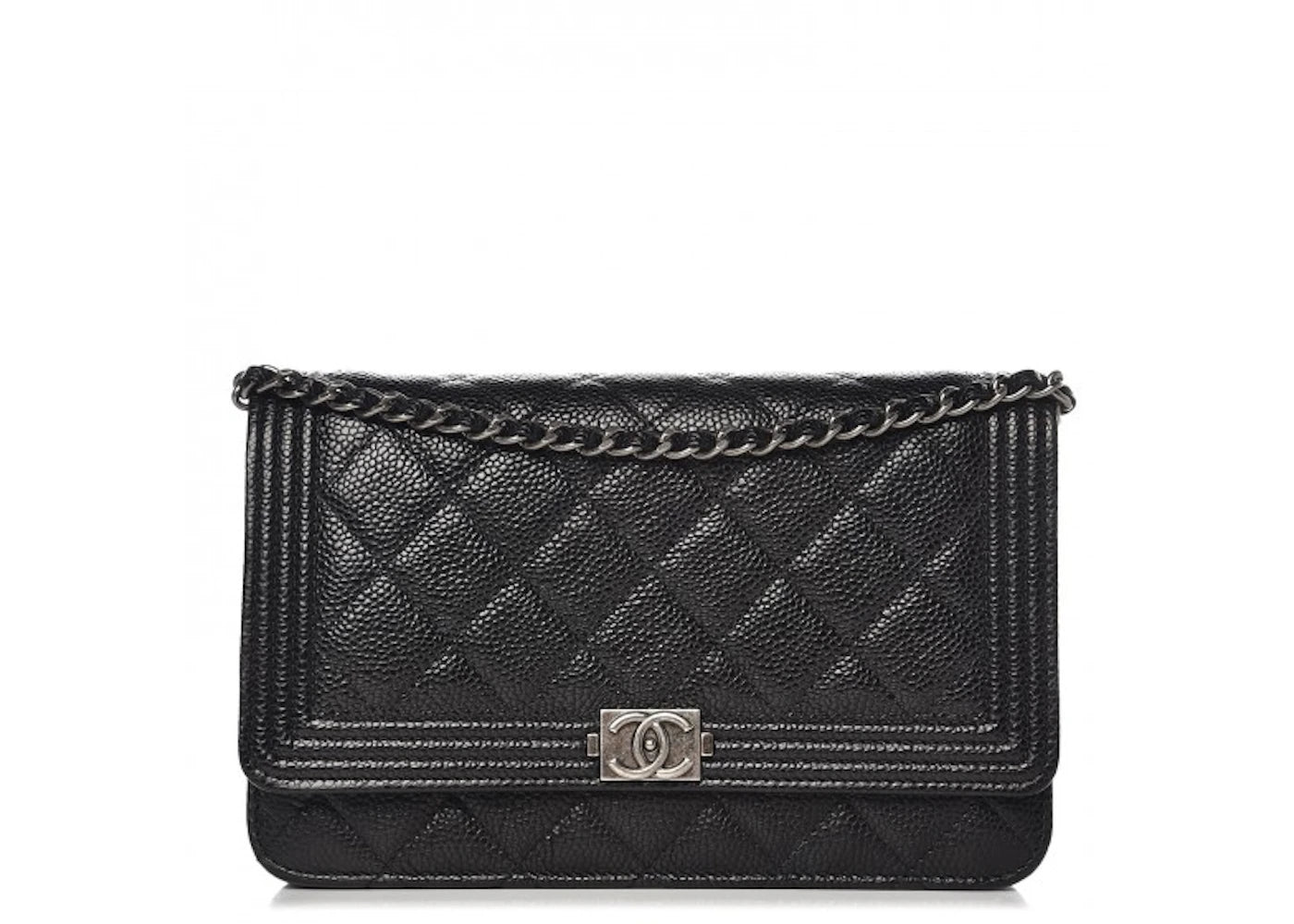 Chanel Boy Wallet On Chain Quilted Diamond Black