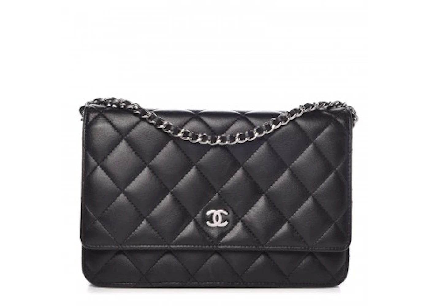 Chanel Wallet On Chain Quilted Lambskin Silver-tone Black