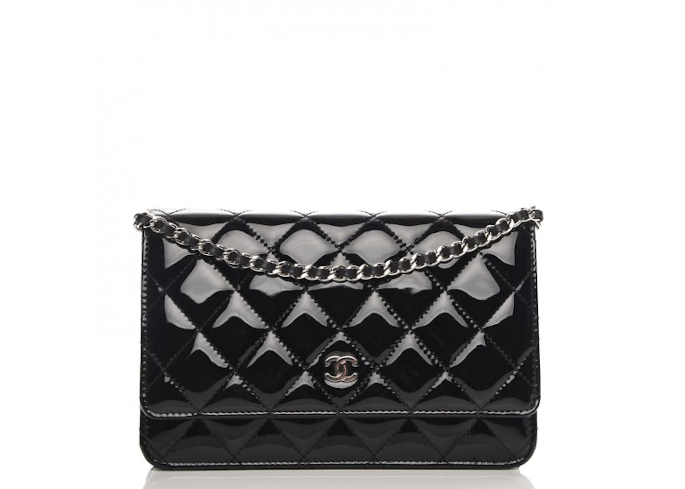 Chanel Wallet On Chain Quilted Patent Leather Black