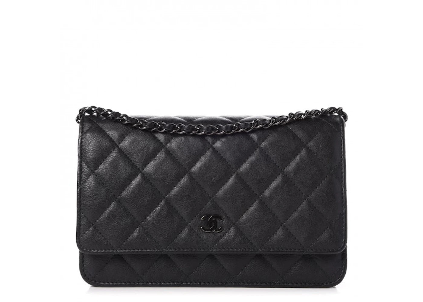 Chanel Wallet On Chain Quilted Crumpled Calfskin Black-tone So Black
