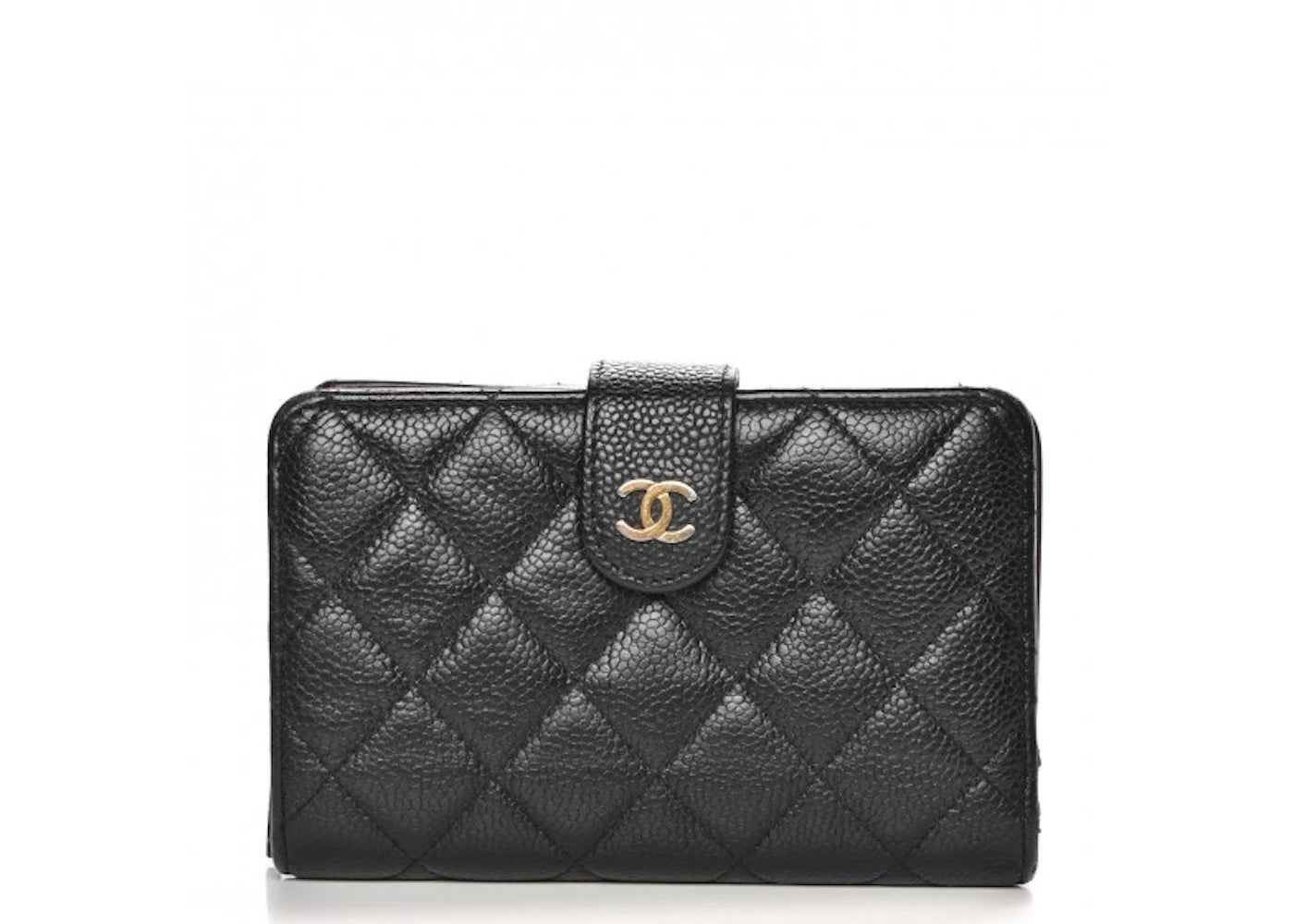 Chanel Zipped Pocket Wallet Quilted Diamond Black