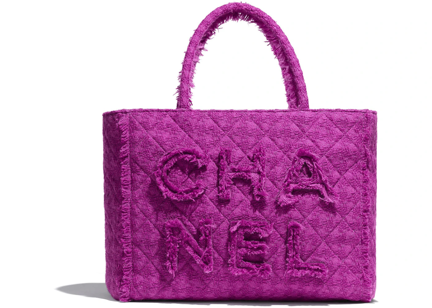 Chanel Zipped Shopping Bag Tweed Gold-tone Large Fuchsia