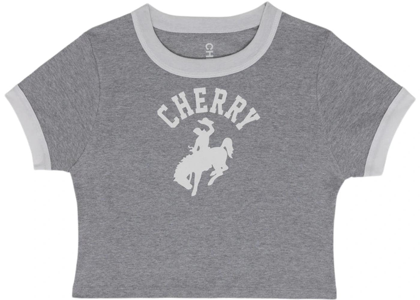 Cherry LA Western Ringer Baby Tee Heather Grey/White