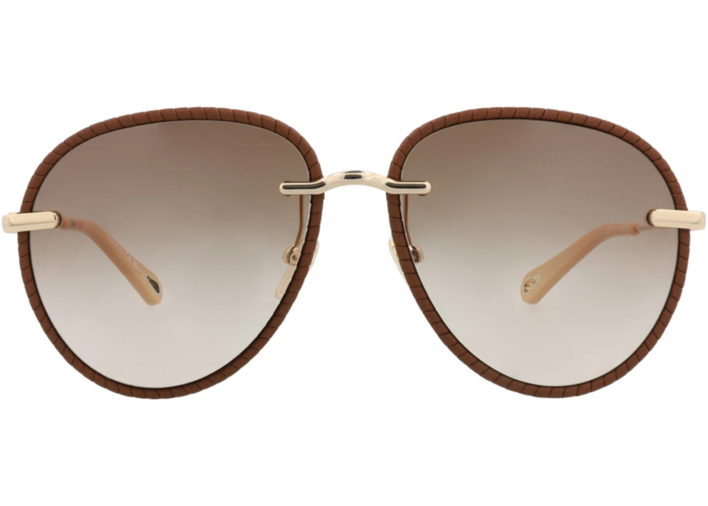 Chloe Aviator-Frame Metal Sunglasses Gold Gold Brown (CH0187S-30014374-001)